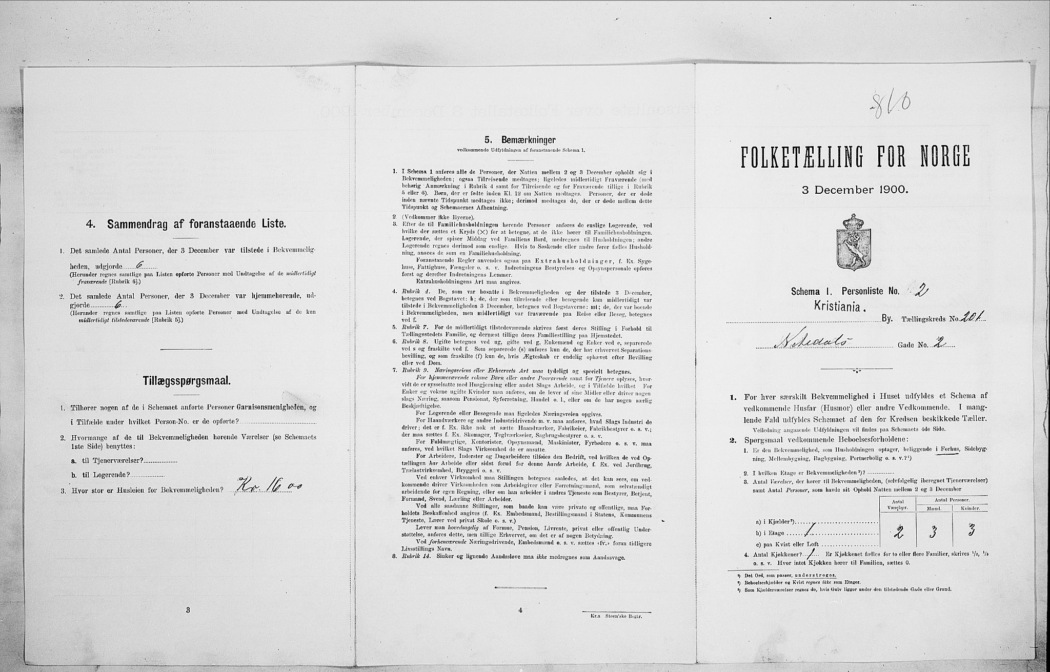 SAO, Folketelling 1900 for 0301 Kristiania kjøpstad, 1900, s. 64455