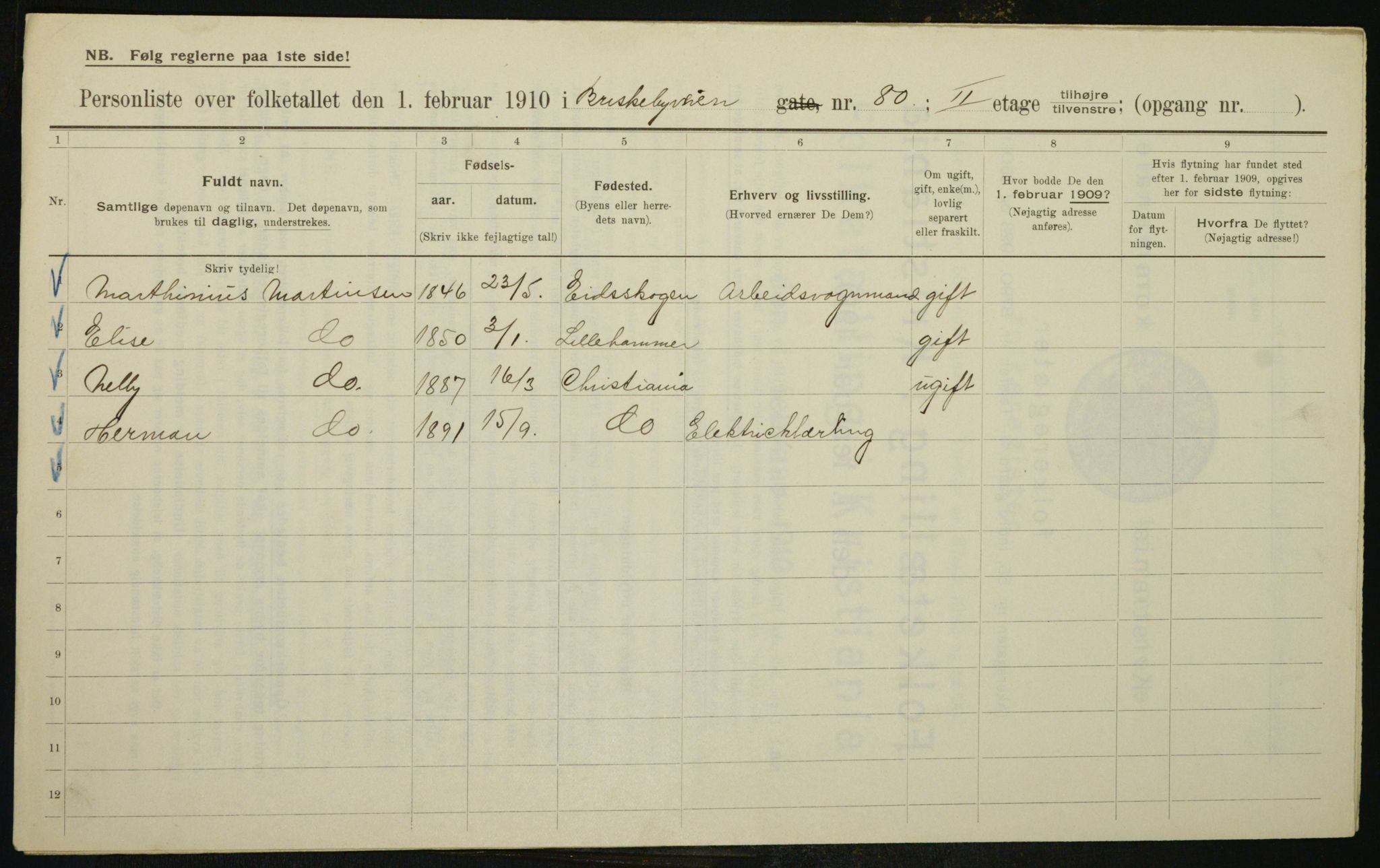 OBA, Kommunal folketelling 1.2.1910 for Kristiania, 1910, s. 9235