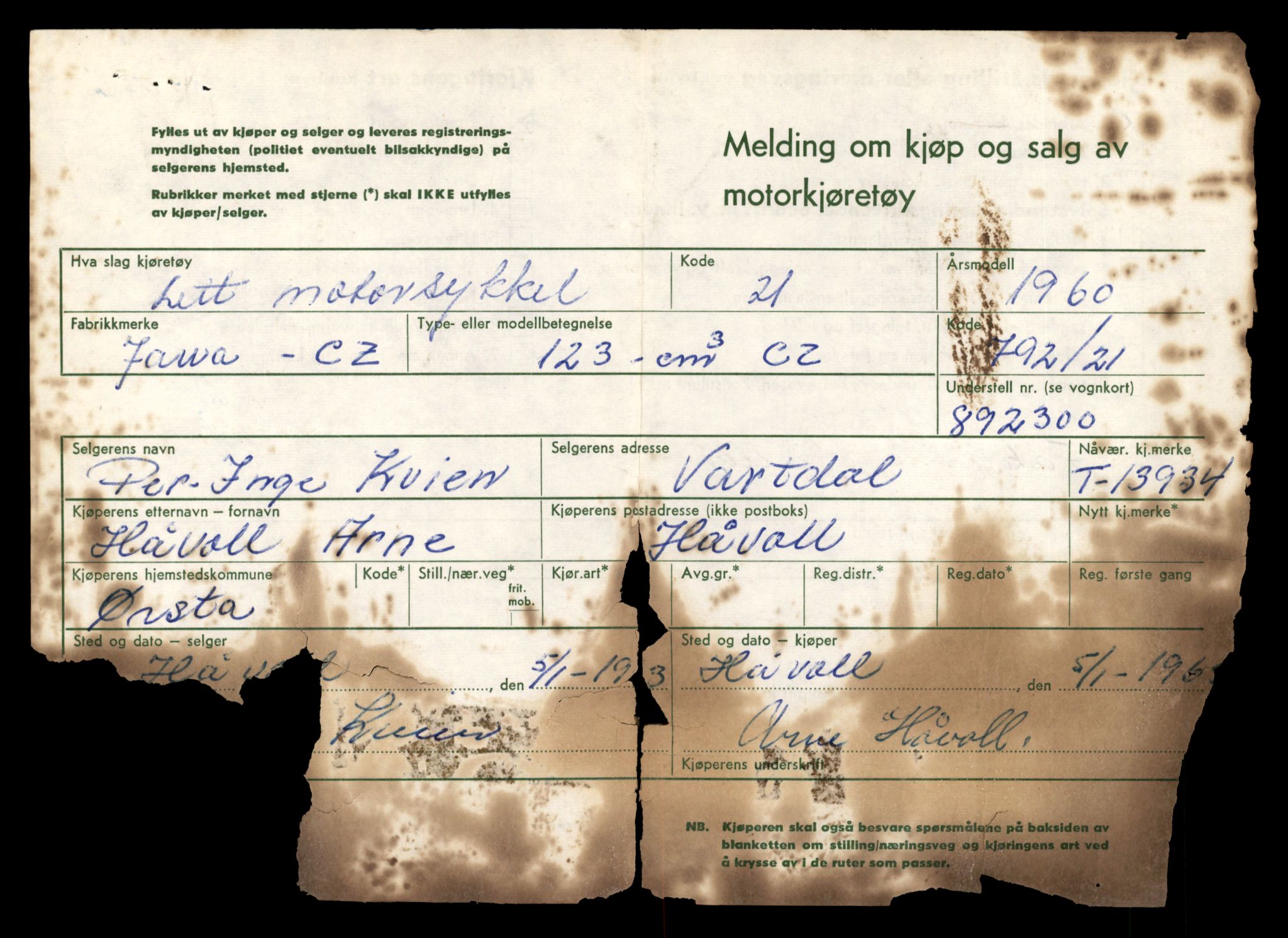 Møre og Romsdal vegkontor - Ålesund trafikkstasjon, AV/SAT-A-4099/F/Fe/L0042: Registreringskort for kjøretøy T 13906 - T 14079, 1927-1998, s. 436