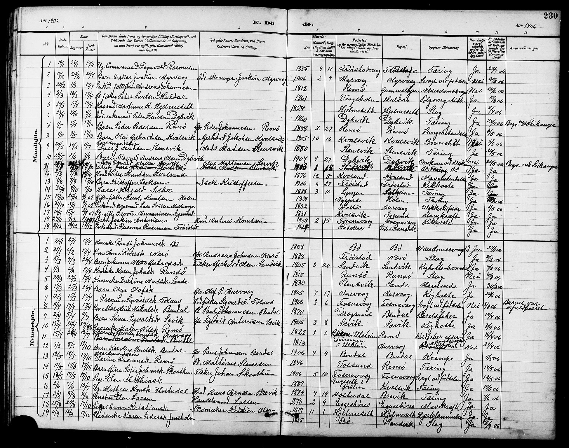 Ministerialprotokoller, klokkerbøker og fødselsregistre - Møre og Romsdal, AV/SAT-A-1454/507/L0082: Klokkerbok nr. 507C05, 1896-1914, s. 230