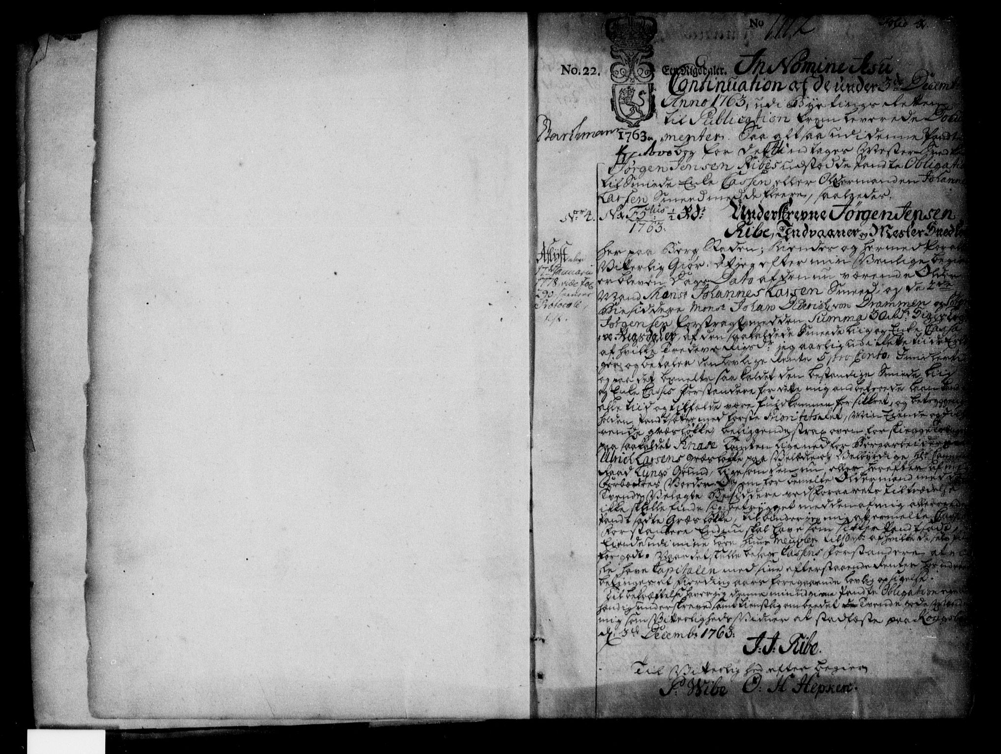 Kongsberg byfogd, SAKO/A-84/G/Ga/Gab/L0004: Pantebok nr. II 4, 1763-1772, s. 1
