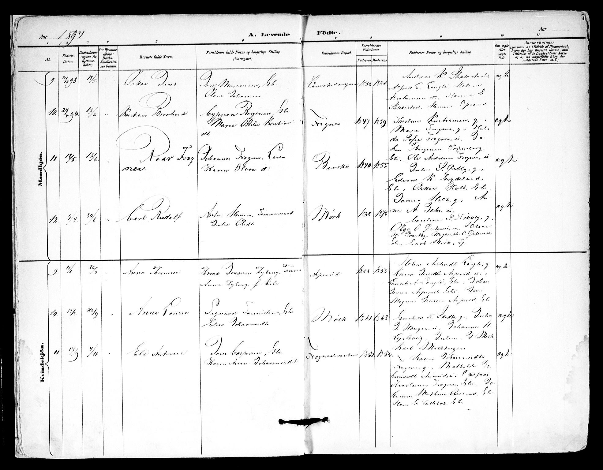 Kråkstad prestekontor Kirkebøker, AV/SAO-A-10125a/F/Fa/L0010: Ministerialbok nr. I 10, 1893-1931, s. 7
