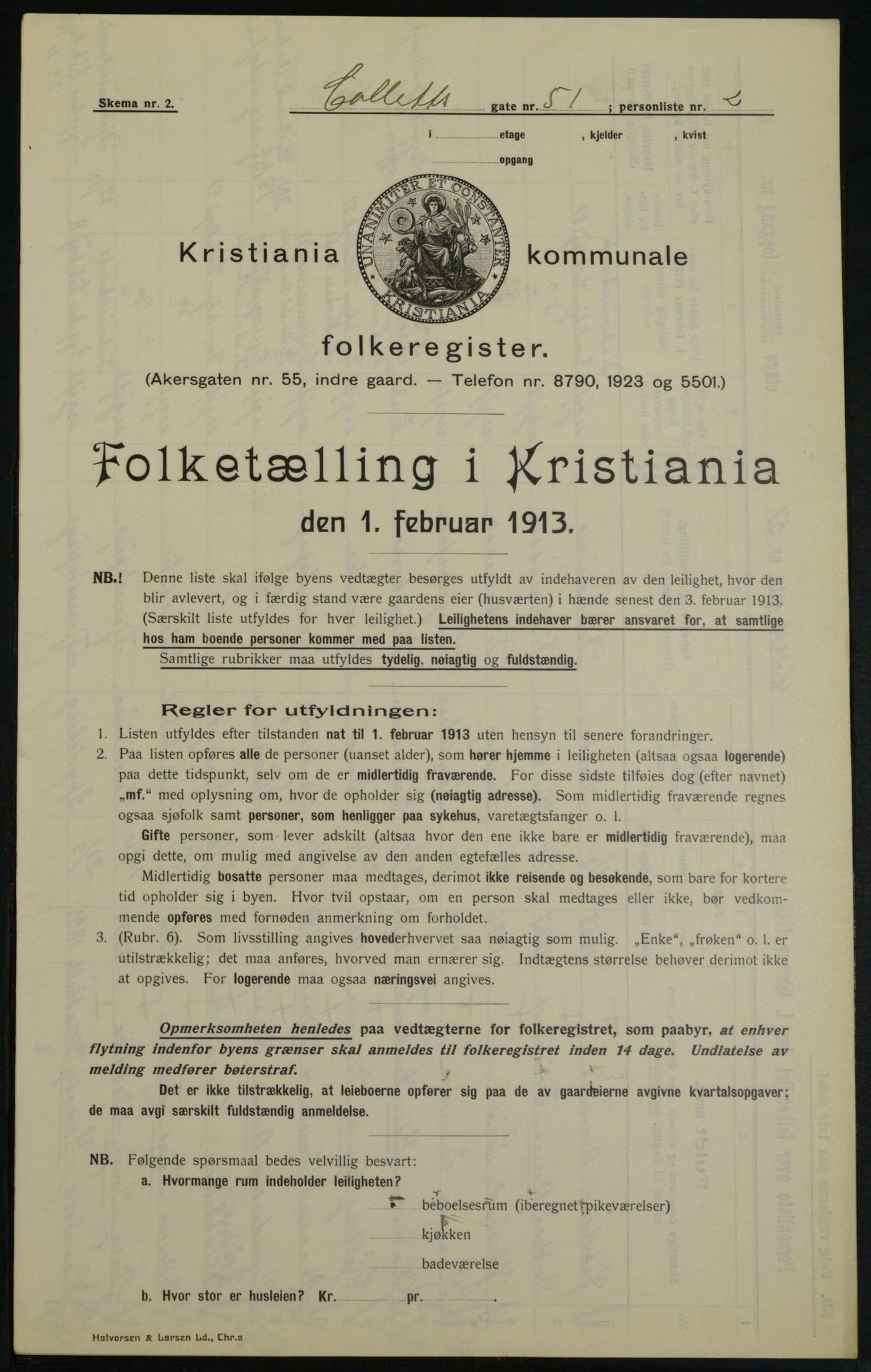 OBA, Kommunal folketelling 1.2.1913 for Kristiania, 1913, s. 13313