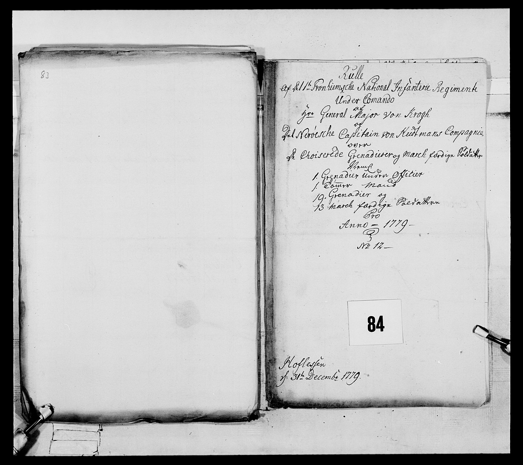 Generalitets- og kommissariatskollegiet, Det kongelige norske kommissariatskollegium, AV/RA-EA-5420/E/Eh/L0073: 1. Trondheimske nasjonale infanteriregiment, 1774-1779, s. 354
