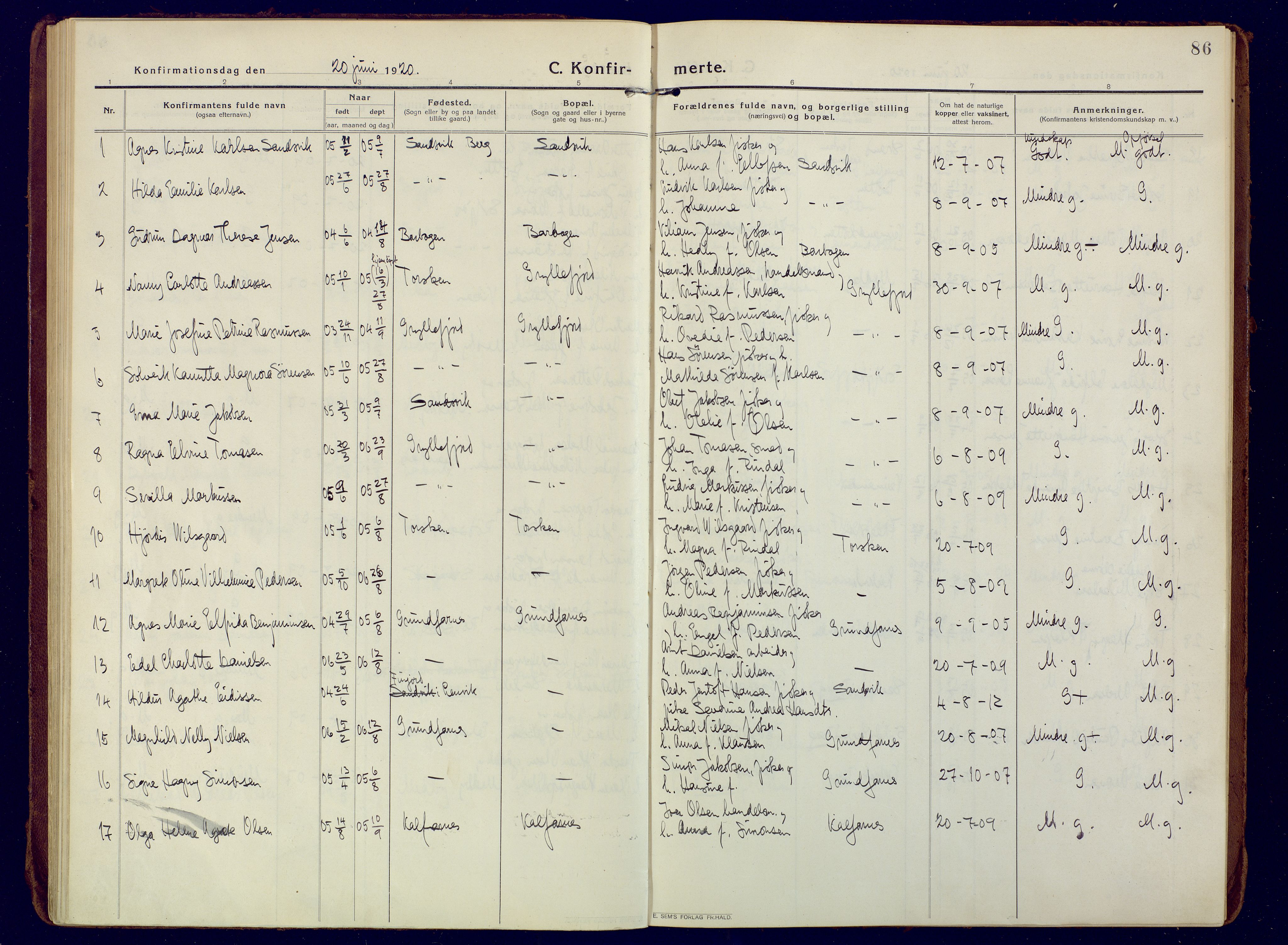 Berg sokneprestkontor, SATØ/S-1318/G/Ga/Gaa: Ministerialbok nr. 10, 1916-1928, s. 86