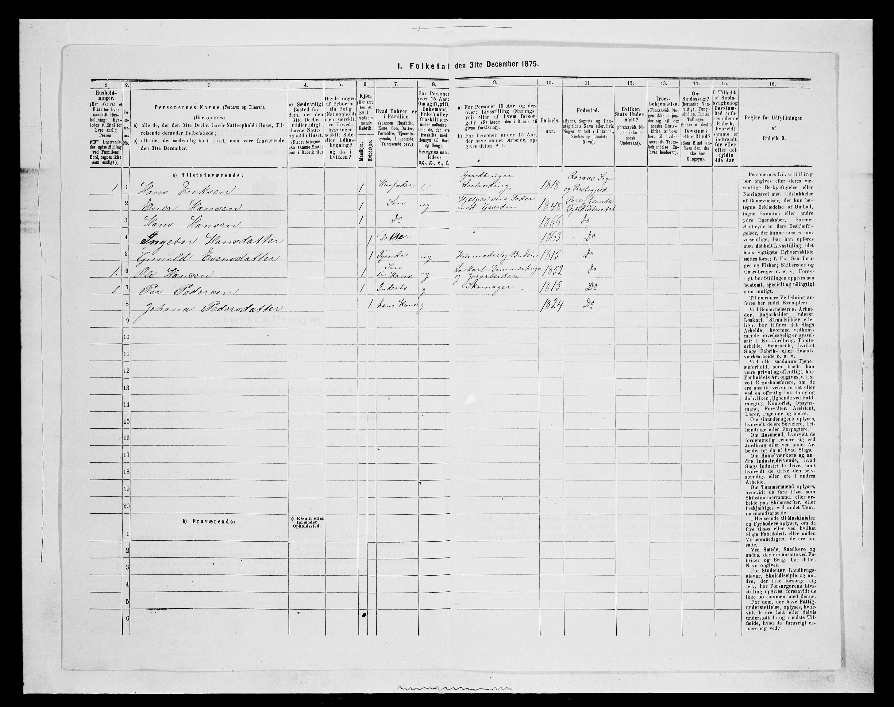 SAH, Folketelling 1875 for 0432P Rendalen prestegjeld, 1875, s. 939