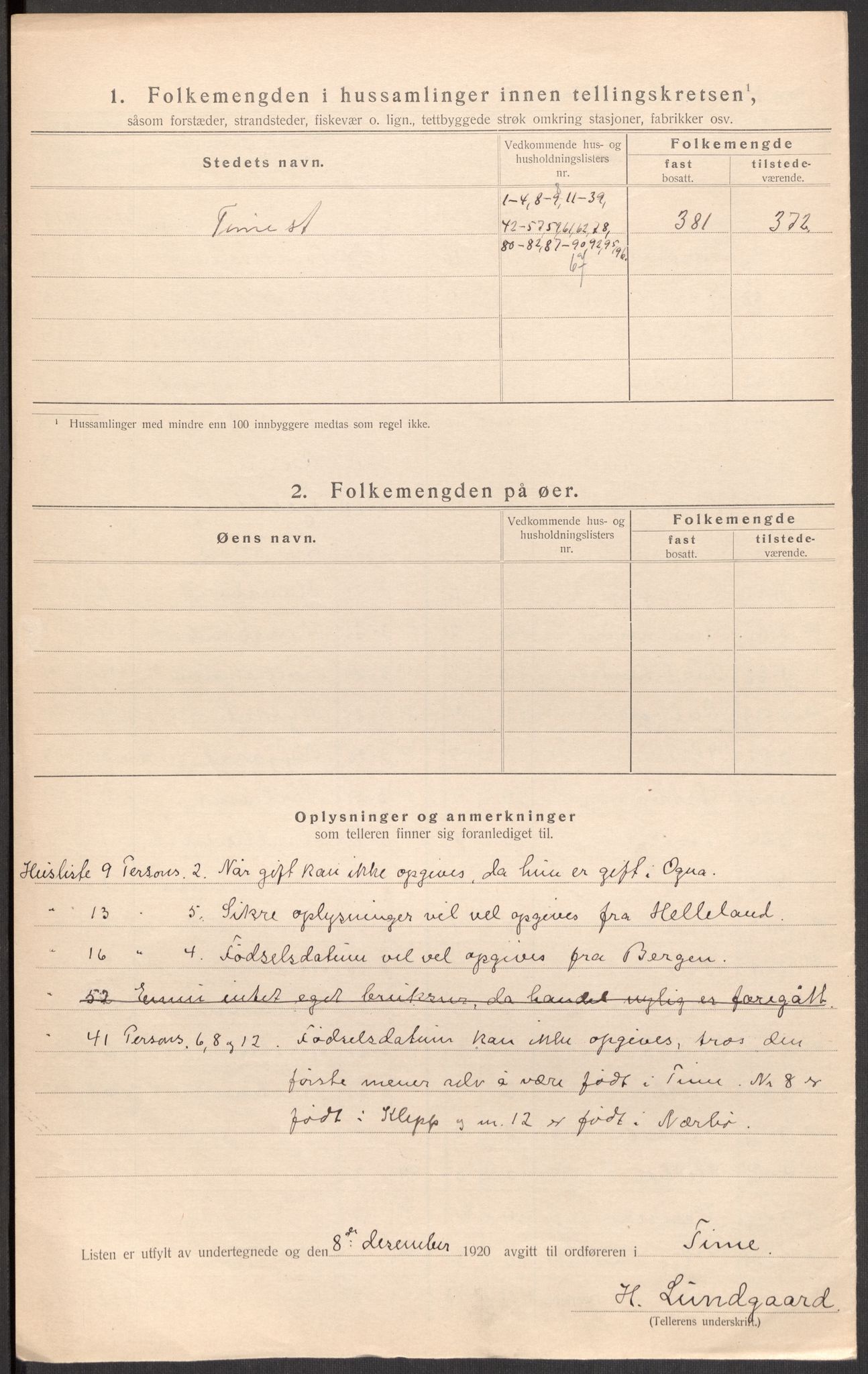 SAST, Folketelling 1920 for 1121 Time herred, 1920, s. 17