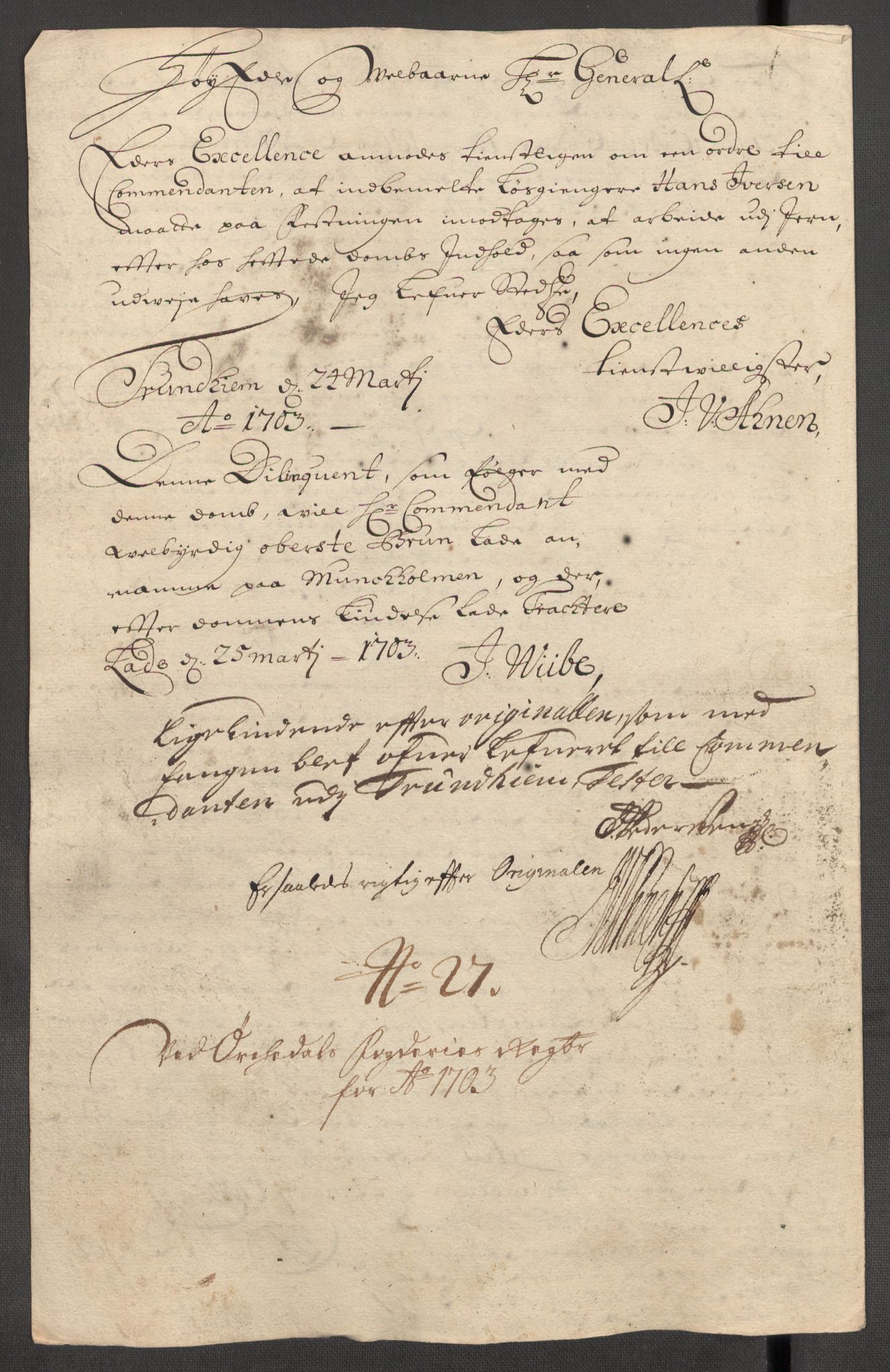 Rentekammeret inntil 1814, Reviderte regnskaper, Fogderegnskap, RA/EA-4092/R60/L3953: Fogderegnskap Orkdal og Gauldal, 1703, s. 227