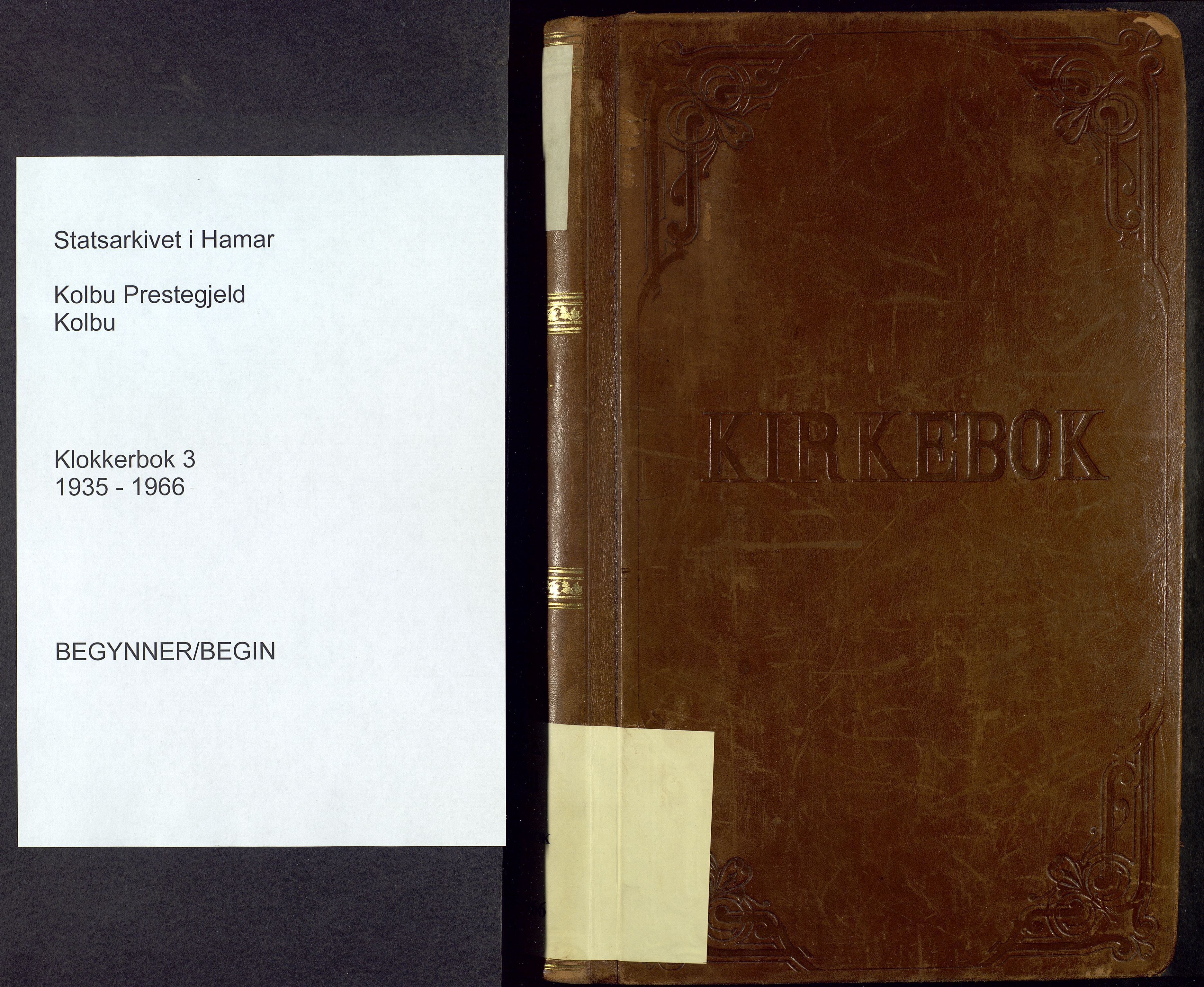 Kolbu prestekontor, SAH/PREST-110/H/Ha/Hab/L0003: Klokkerbok nr. 3, 1935-1966