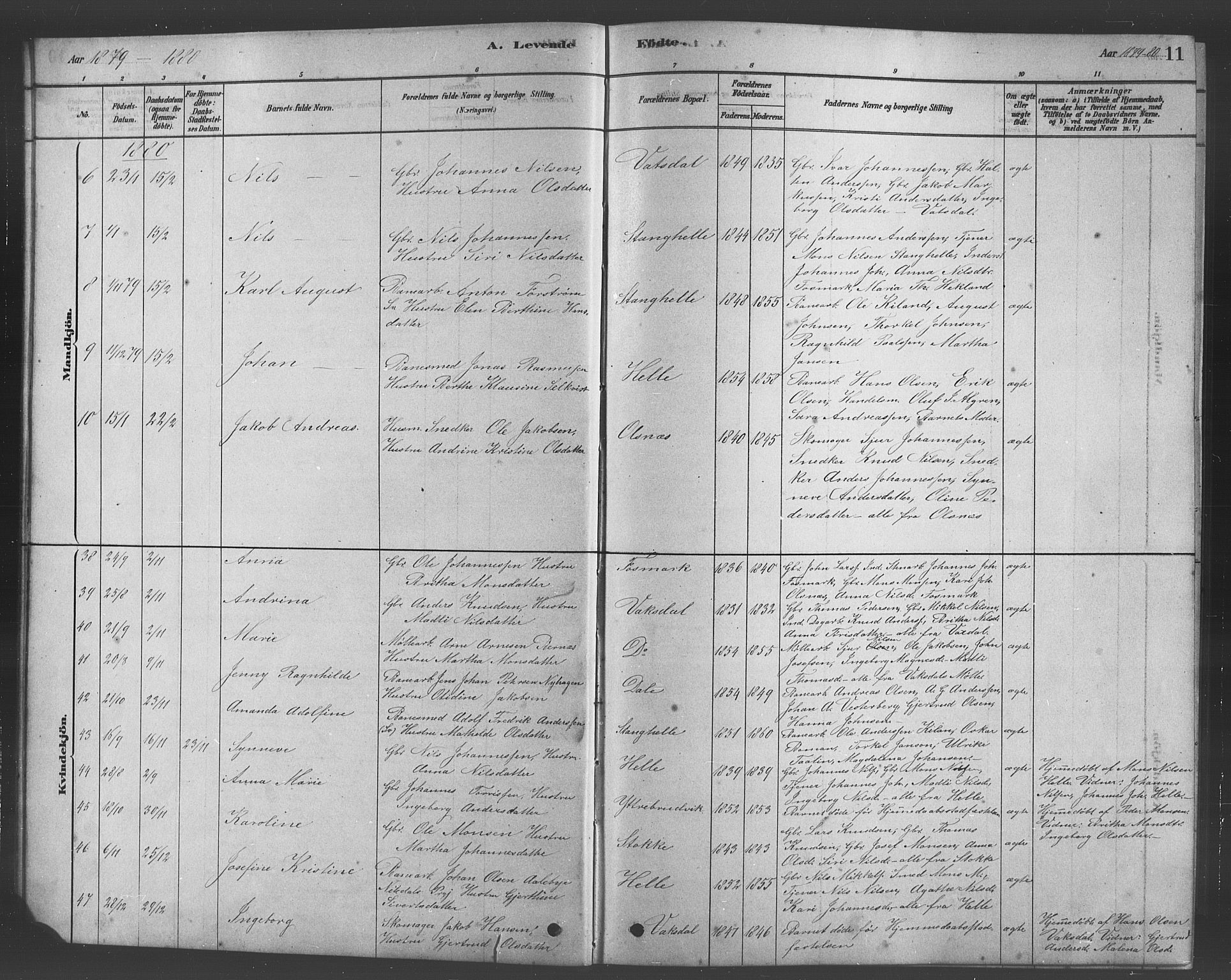 Bruvik Sokneprestembete, AV/SAB-A-74701/H/Hab: Klokkerbok nr. A 1, 1878-1907, s. 11