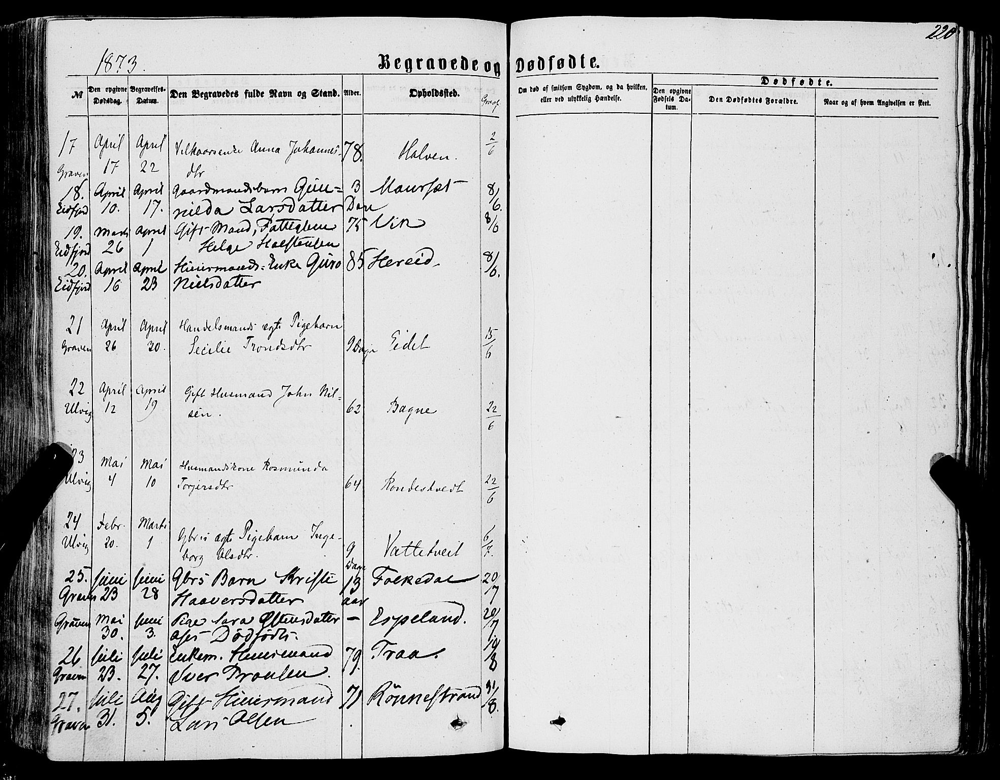 Ulvik sokneprestembete, AV/SAB-A-78801/H/Haa: Ministerialbok nr. A 15, 1864-1878, s. 220