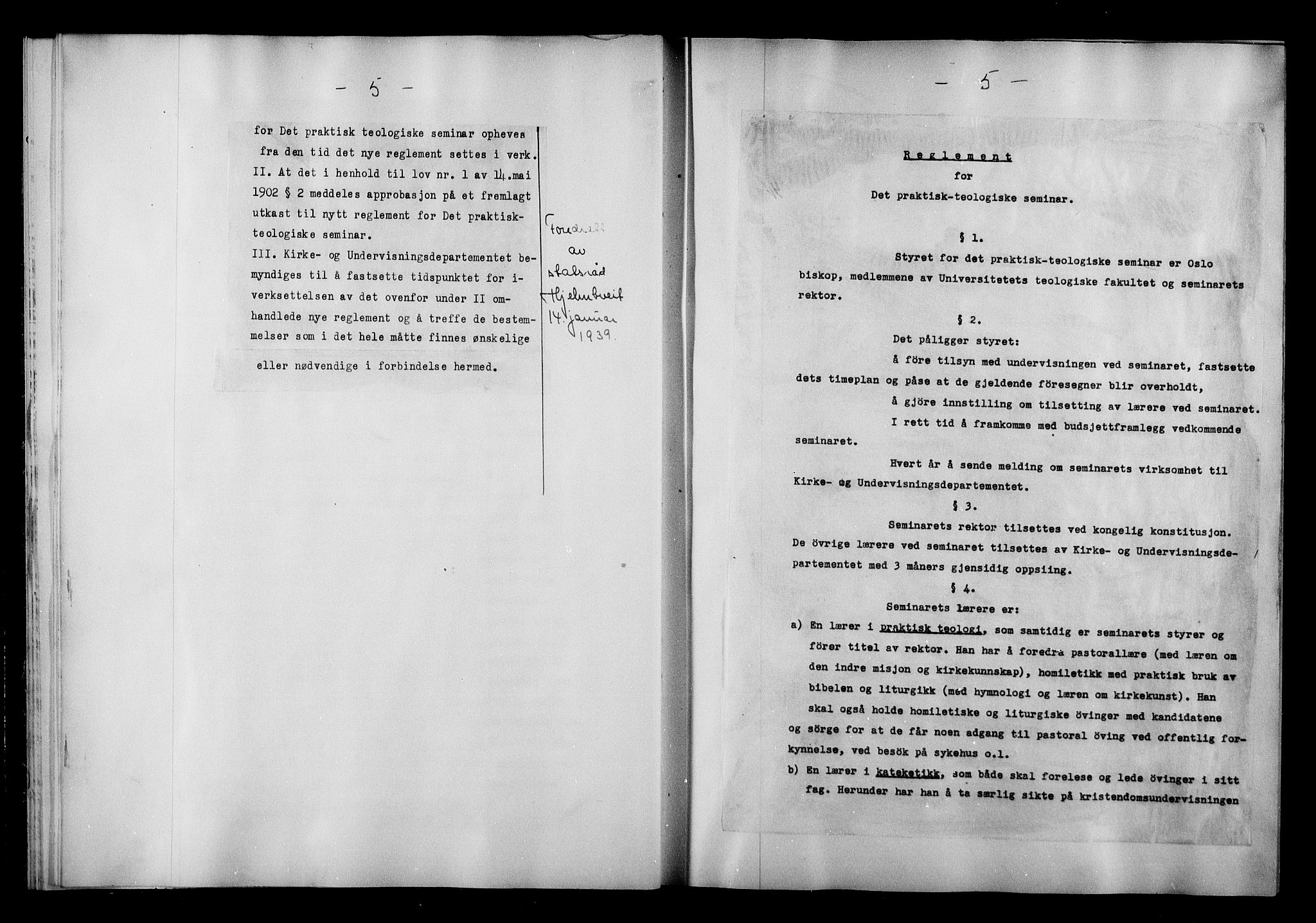 Kirke- og undervisningsdepartementet, Kontoret  for kirke og geistlighet A, AV/RA-S-1007/A/Aa/L0359: Referatprotokoll m/register, bd. 1. Ref.nr. 1-76, 1939