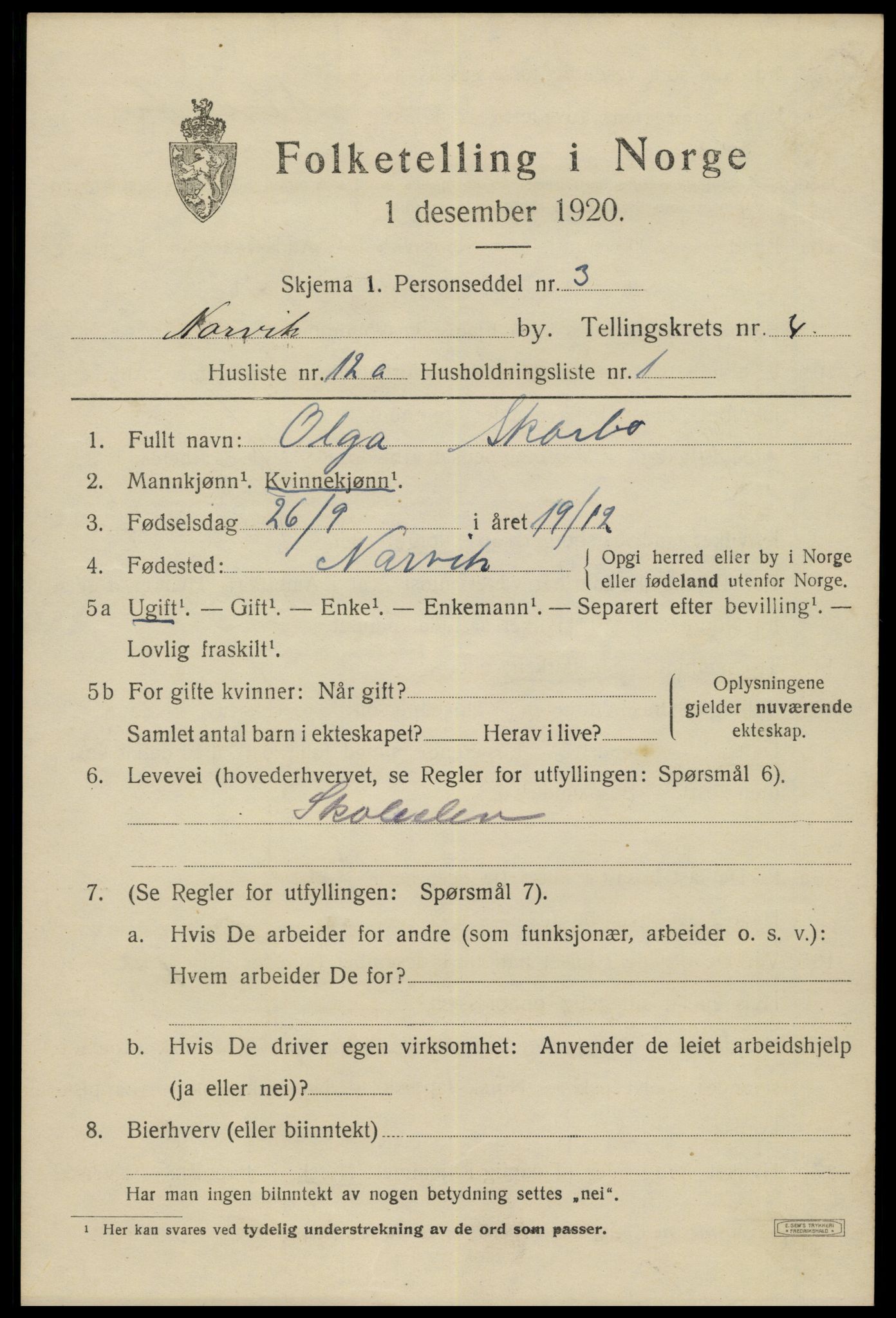 SAT, Folketelling 1920 for 1805 Narvik kjøpstad, 1920, s. 14644