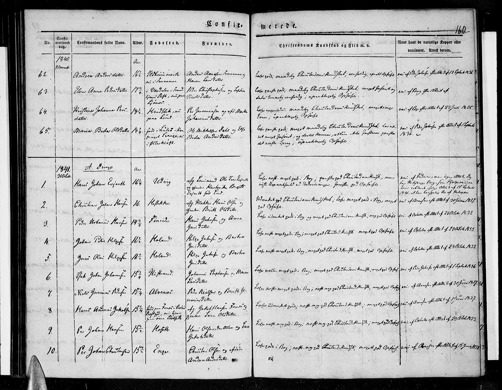 Ministerialprotokoller, klokkerbøker og fødselsregistre - Nordland, AV/SAT-A-1459/852/L0737: Ministerialbok nr. 852A07, 1833-1849, s. 160