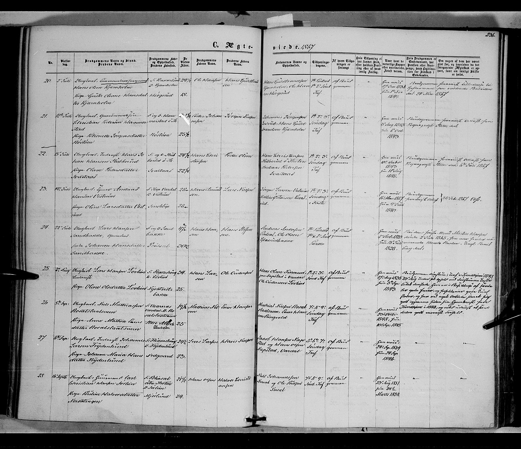 Vestre Toten prestekontor, AV/SAH-PREST-108/H/Ha/Haa/L0007: Ministerialbok nr. 7, 1862-1869, s. 236