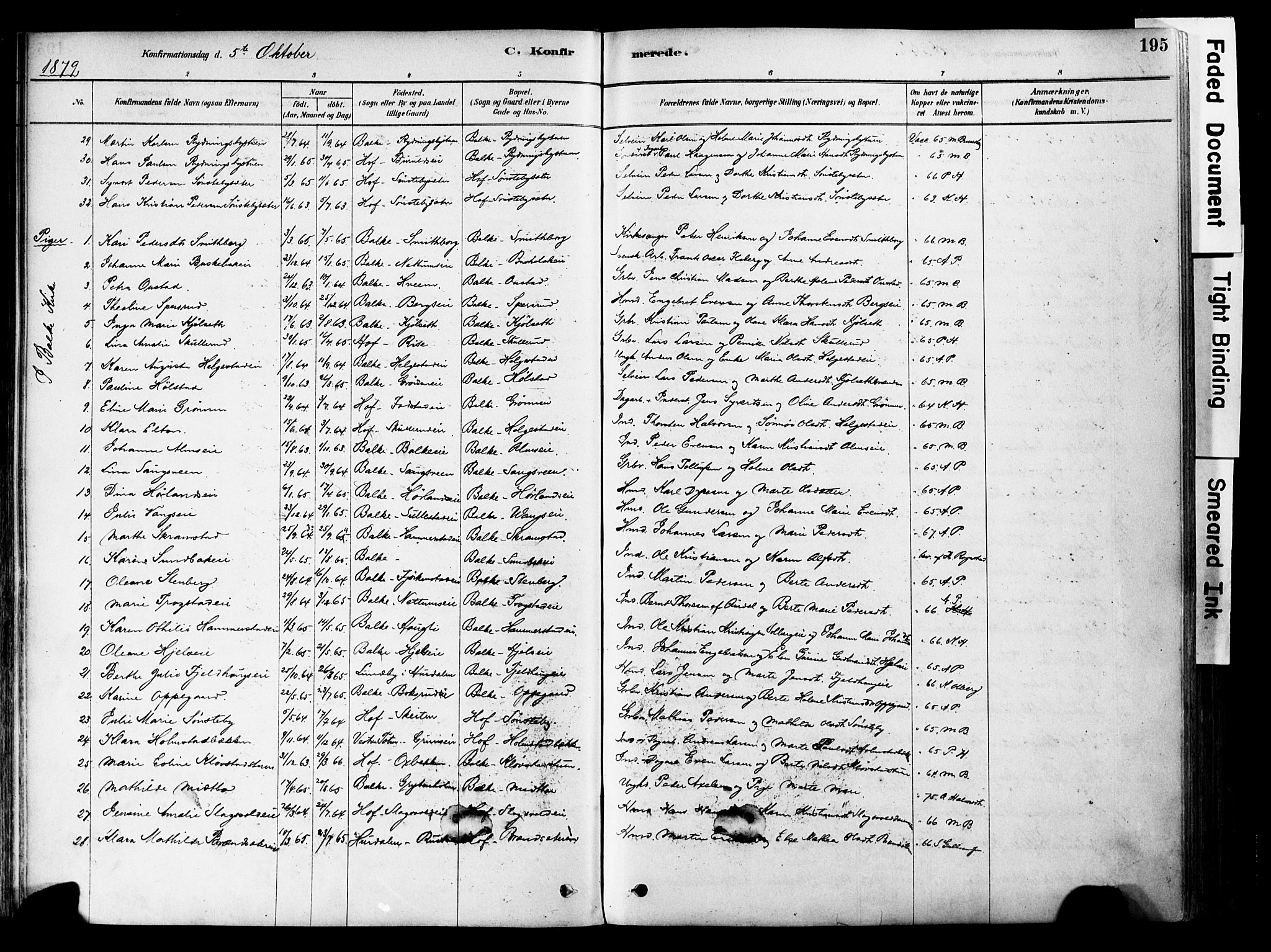 Østre Toten prestekontor, AV/SAH-PREST-104/H/Ha/Haa/L0006: Ministerialbok nr. 6 /1, 1878-1896, s. 195