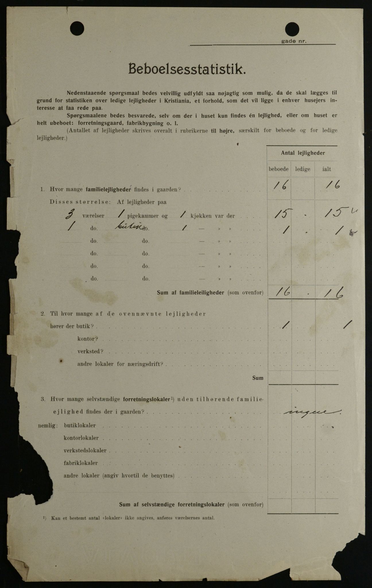OBA, Kommunal folketelling 1.2.1908 for Kristiania kjøpstad, 1908, s. 40626