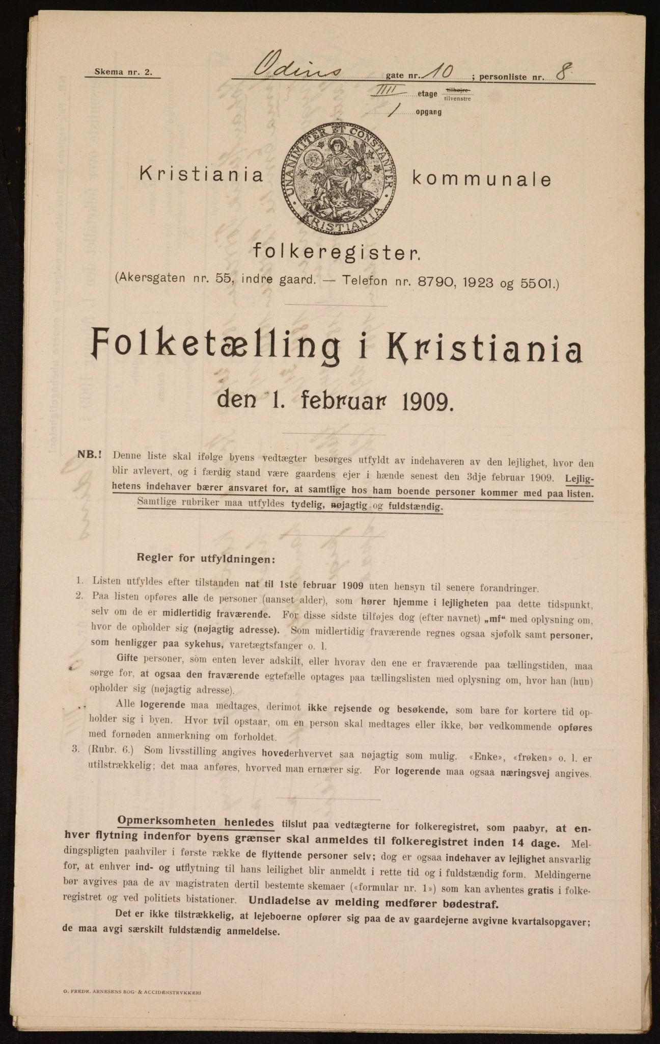 OBA, Kommunal folketelling 1.2.1909 for Kristiania kjøpstad, 1909, s. 67662