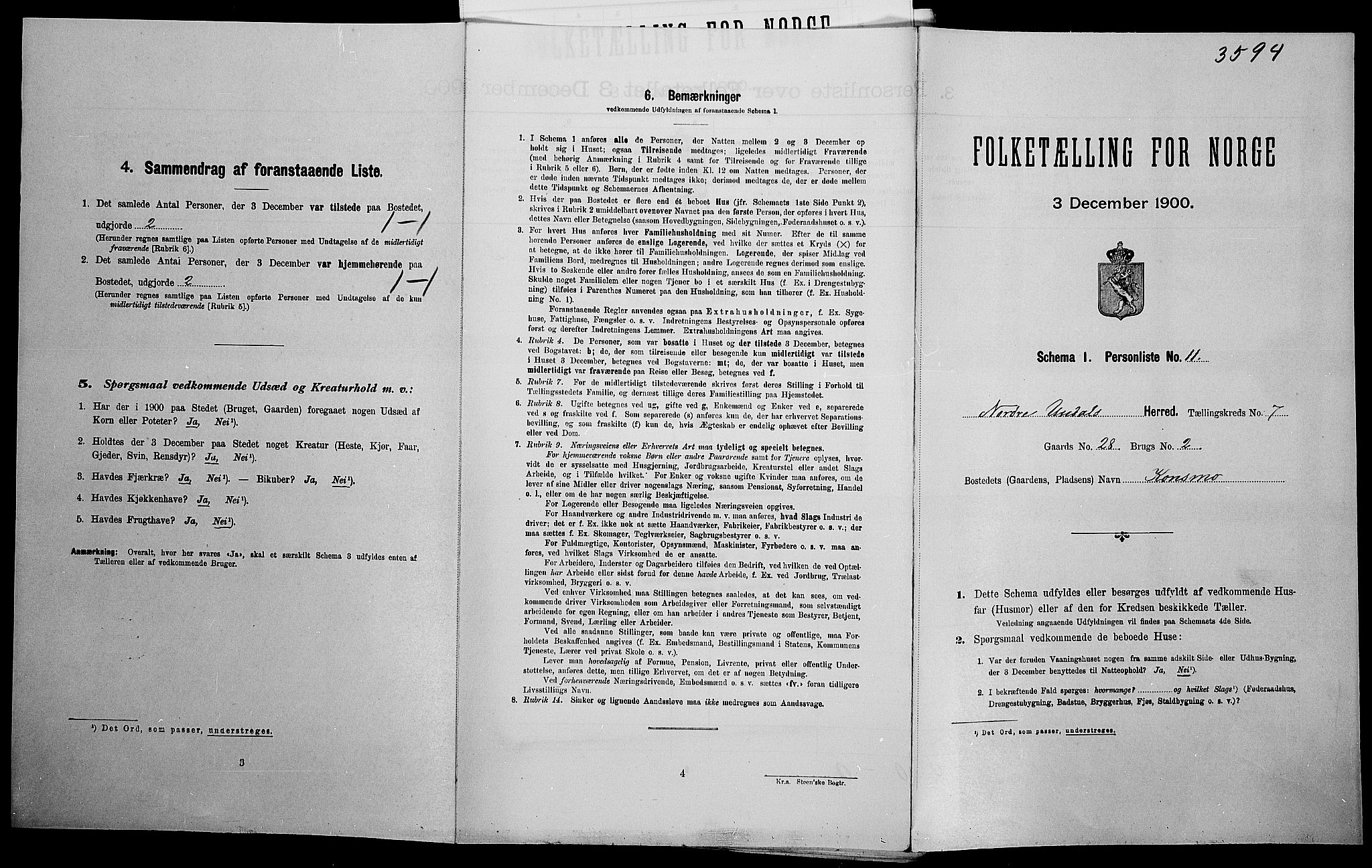SAK, Folketelling 1900 for 1028 Nord-Audnedal herred, 1900, s. 635