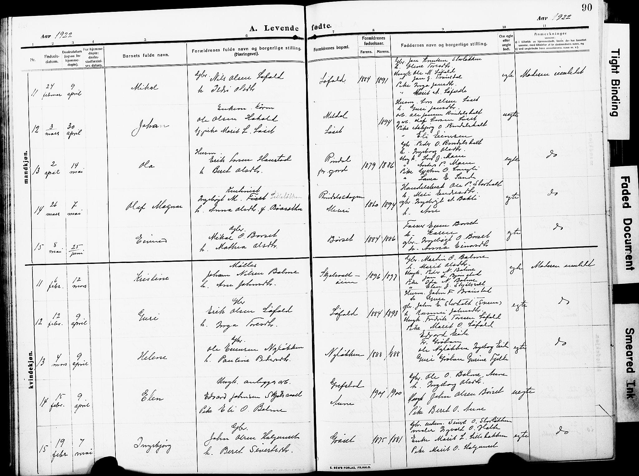 Ministerialprotokoller, klokkerbøker og fødselsregistre - Møre og Romsdal, AV/SAT-A-1454/598/L1079: Klokkerbok nr. 598C04, 1909-1927, s. 90