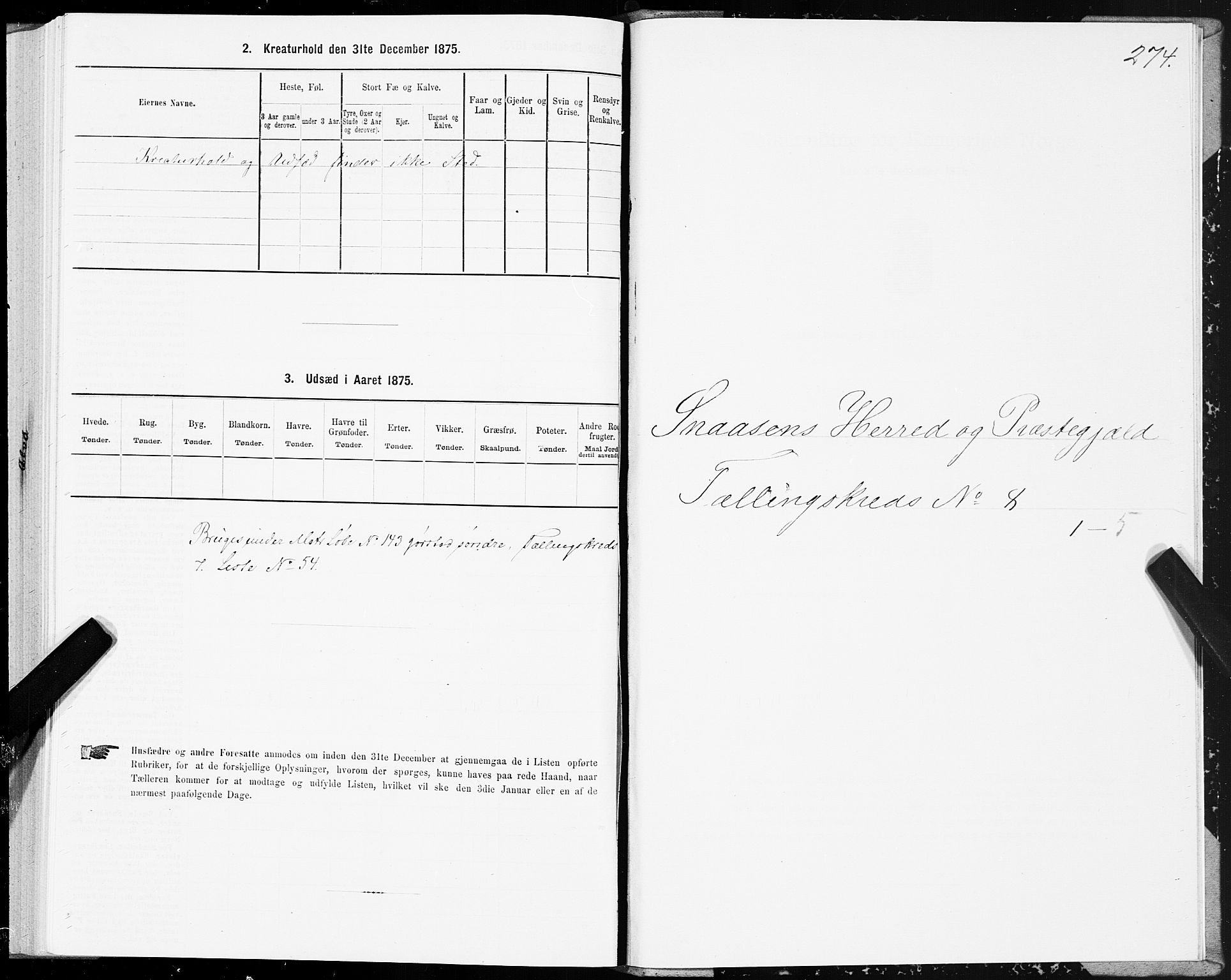 SAT, Folketelling 1875 for 1736P Snåsa prestegjeld, 1875, s. 3274