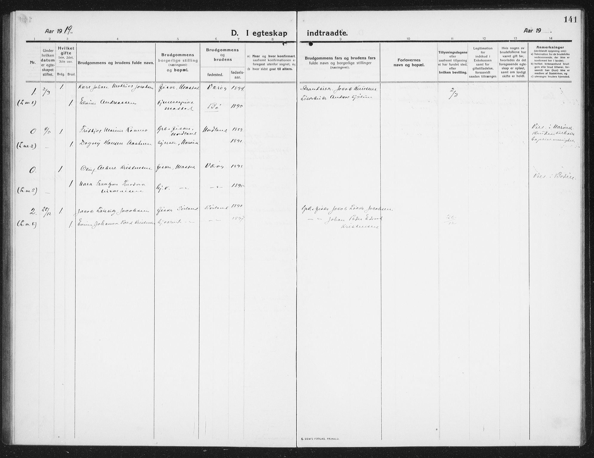 Ministerialprotokoller, klokkerbøker og fødselsregistre - Nordland, SAT/A-1459/807/L0124: Klokkerbok nr. 807C02, 1910-1935, s. 141