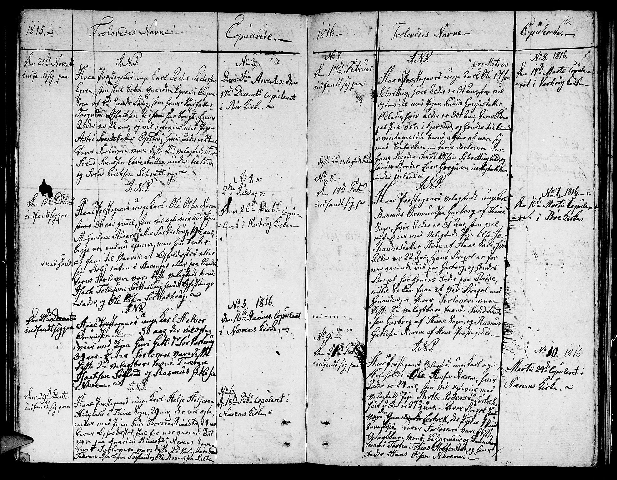 Hå sokneprestkontor, AV/SAST-A-101801/001/30BA/L0002: Ministerialbok nr. A 2, 1812-1817, s. 116