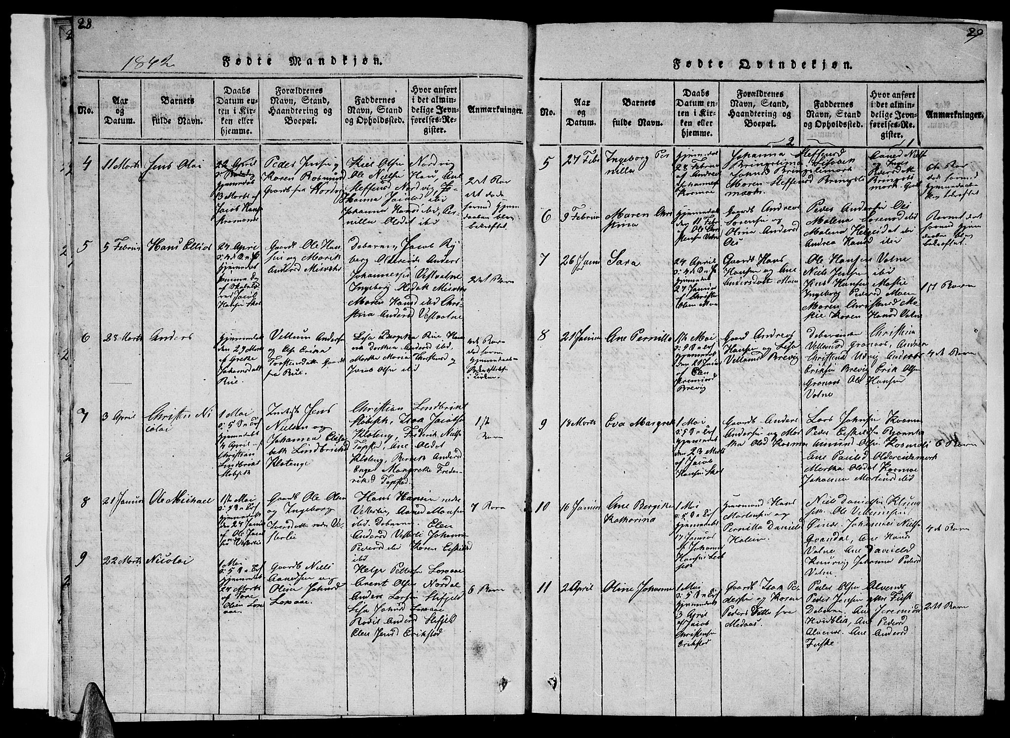 Ministerialprotokoller, klokkerbøker og fødselsregistre - Nordland, AV/SAT-A-1459/852/L0752: Klokkerbok nr. 852C03, 1840-1855, s. 28-29