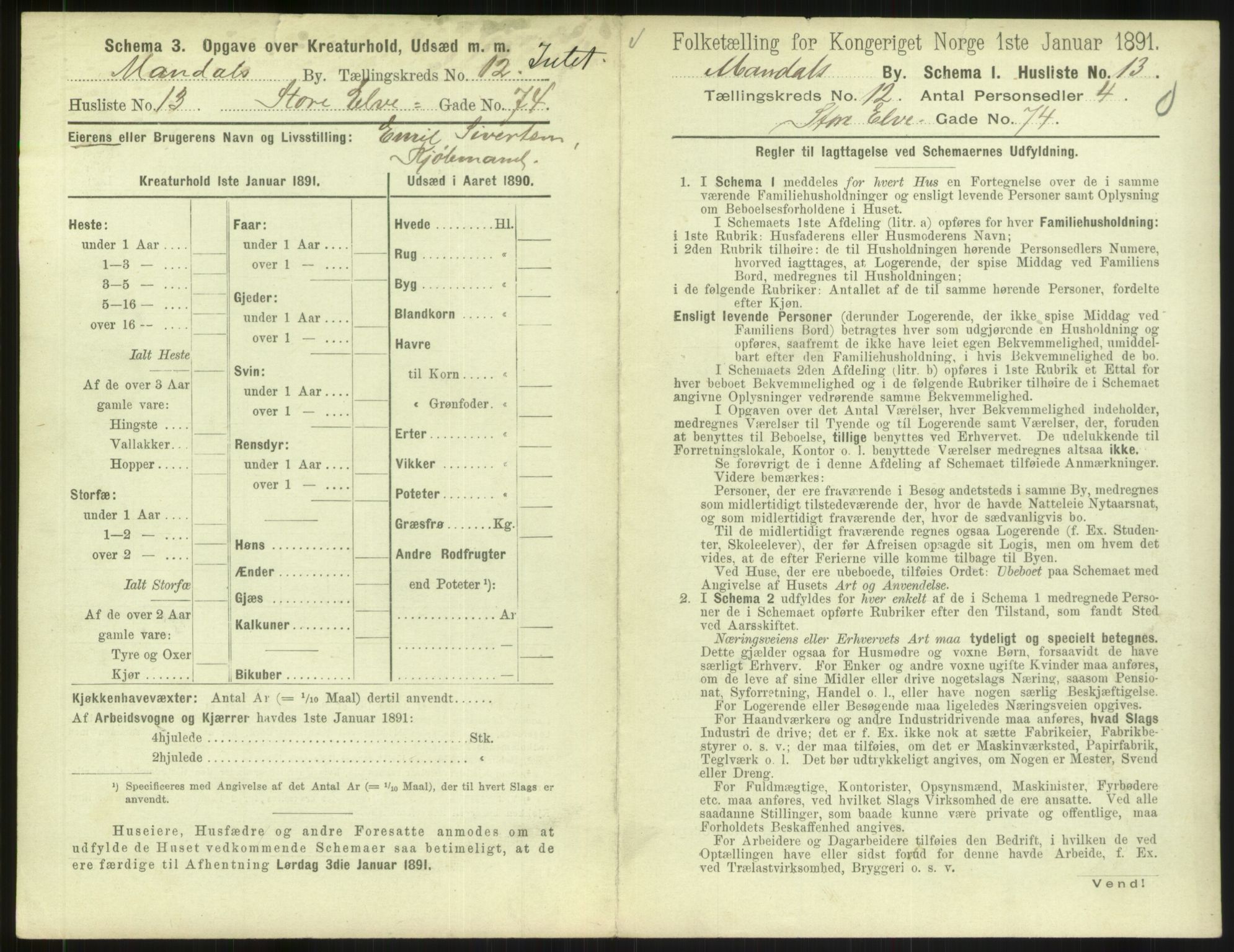 RA, Folketelling 1891 for 1002 Mandal ladested, 1891, s. 581