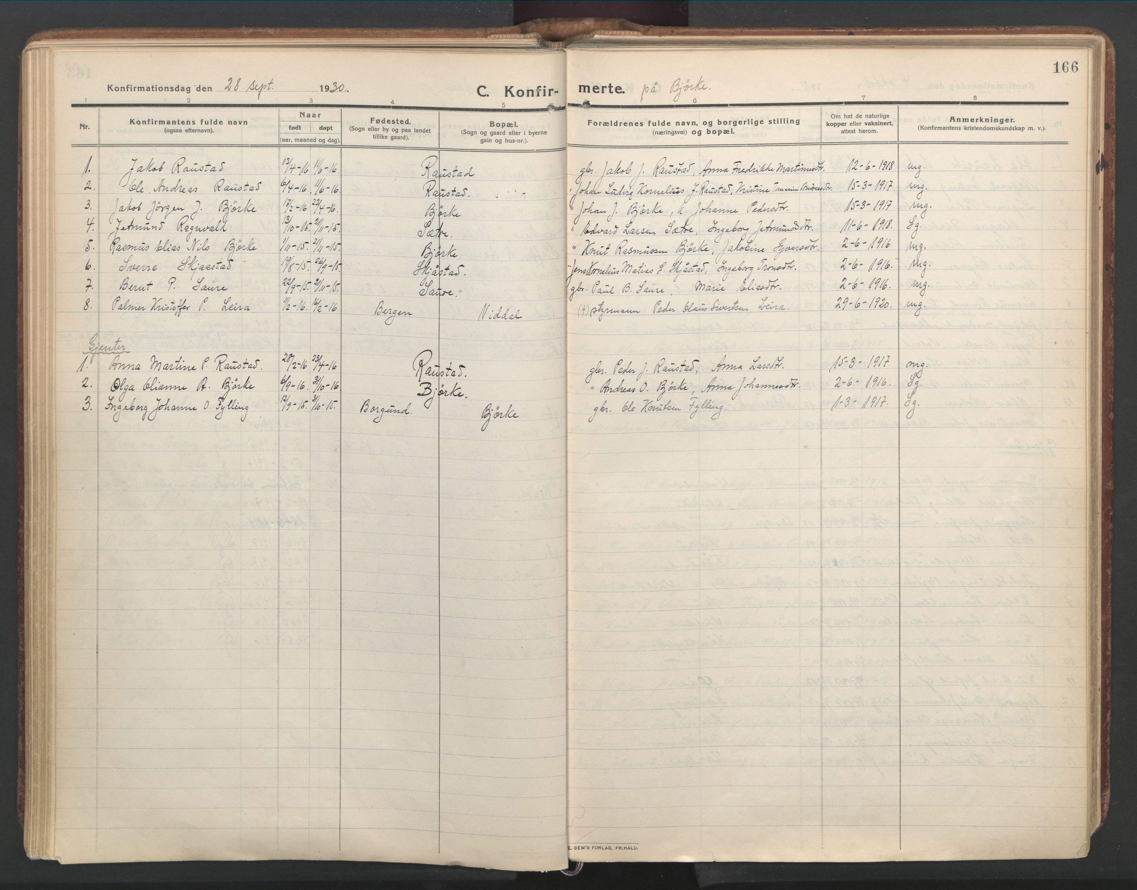 Ministerialprotokoller, klokkerbøker og fødselsregistre - Møre og Romsdal, AV/SAT-A-1454/515/L0212: Ministerialbok nr. 515A08, 1911-1935, s. 166