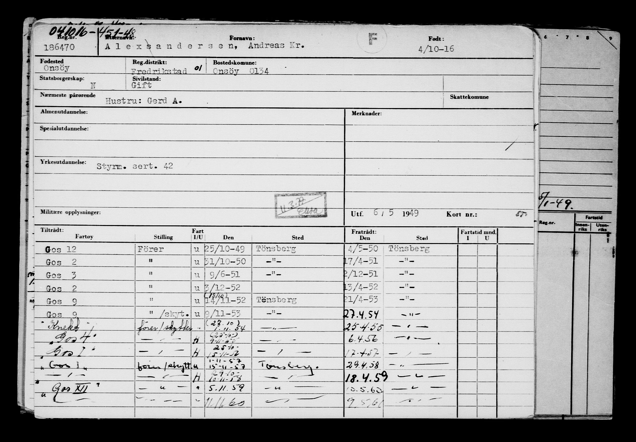 Direktoratet for sjømenn, RA/S-3545/G/Gb/L0143: Hovedkort, 1916, s. 41