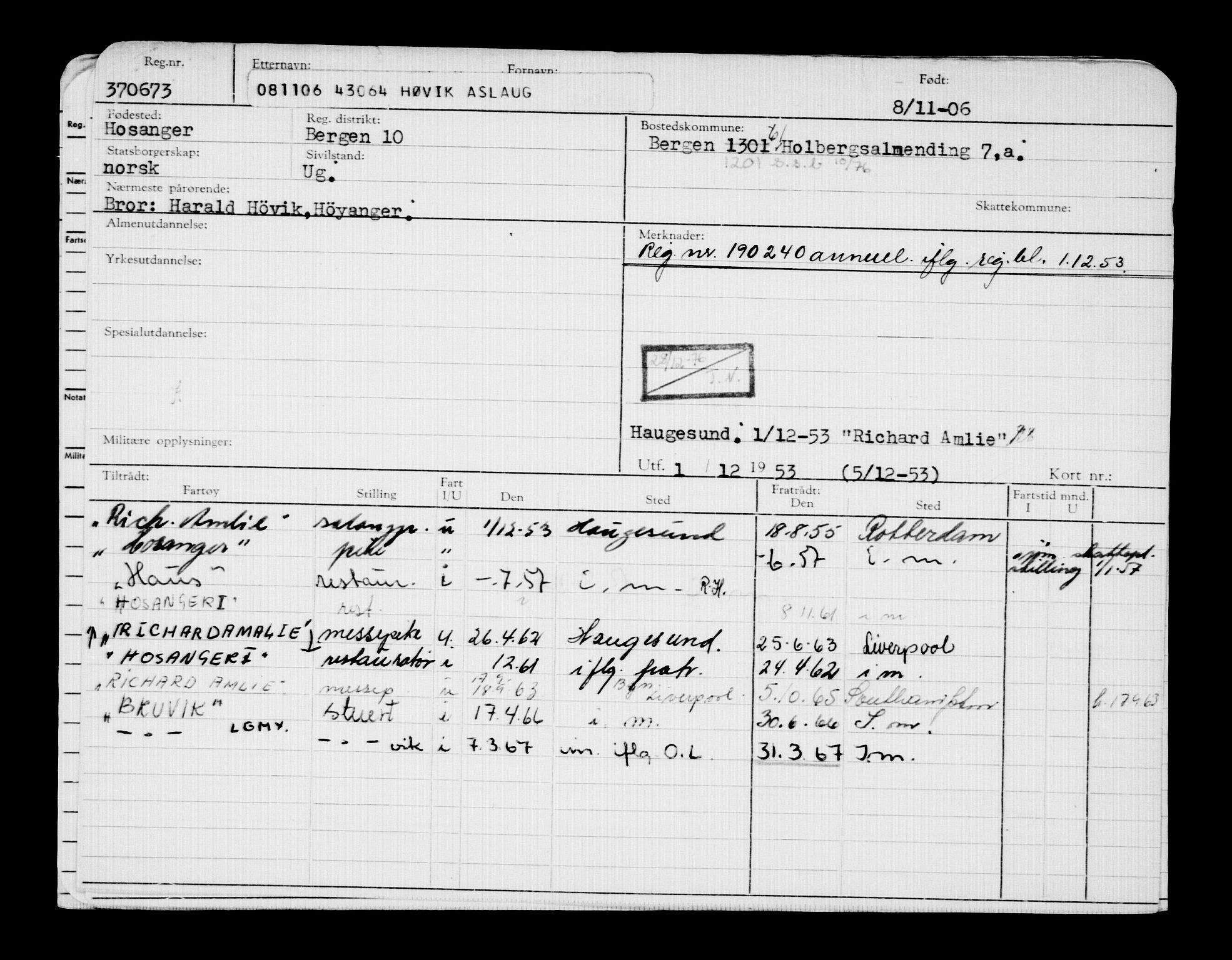 Direktoratet for sjømenn, AV/RA-S-3545/G/Gb/L0068: Hovedkort, 1906, s. 91