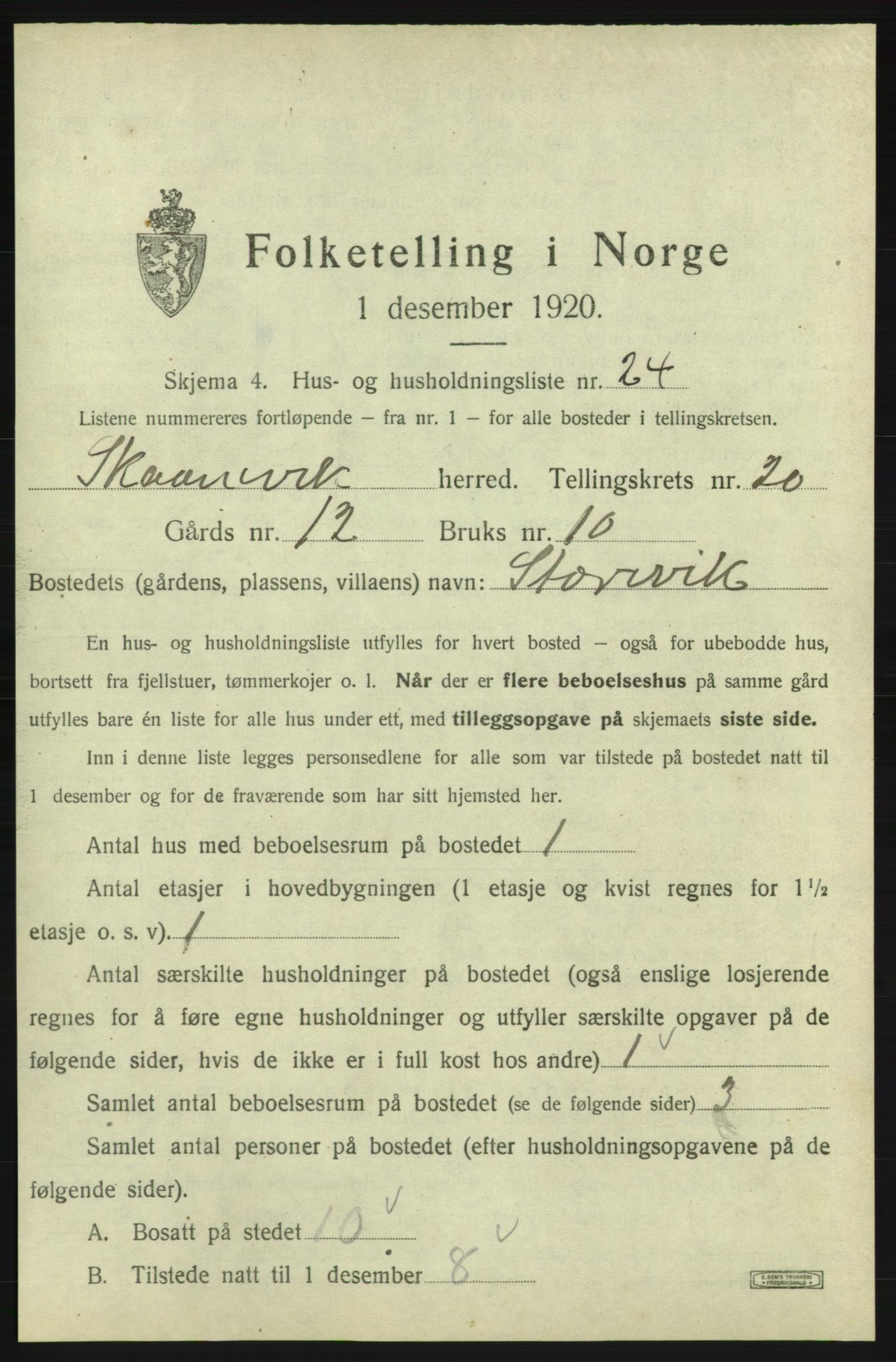 SAB, Folketelling 1920 for 1212 Skånevik herred, 1920, s. 2097