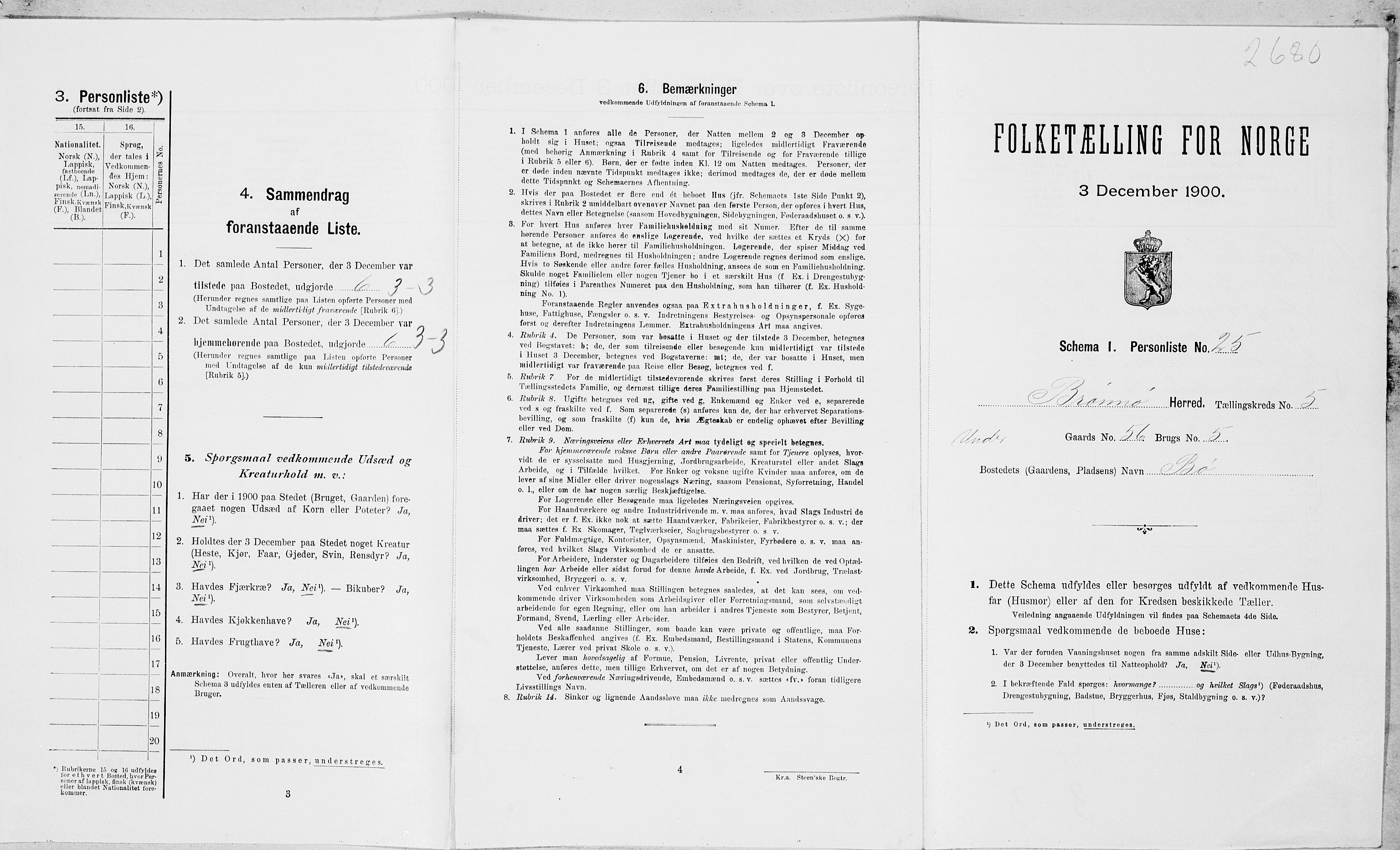 SAT, Folketelling 1900 for 1814 Brønnøy herred, 1900, s. 605