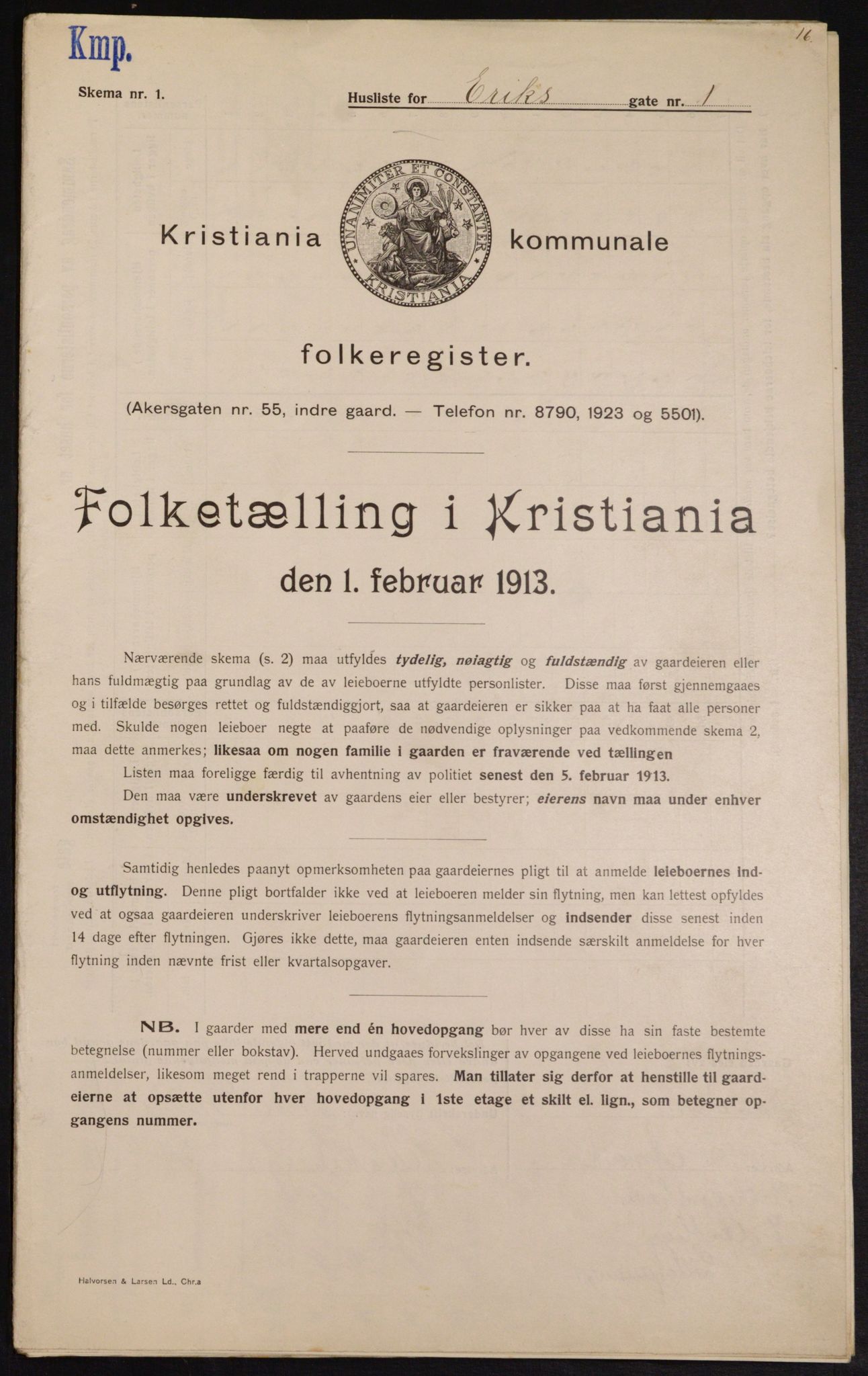 OBA, Kommunal folketelling 1.2.1913 for Kristiania, 1913, s. 19640