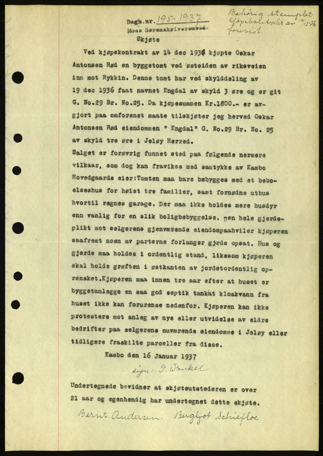 Moss sorenskriveri, SAO/A-10168: Pantebok nr. A2, 1936-1937, Dagboknr: 195/1936