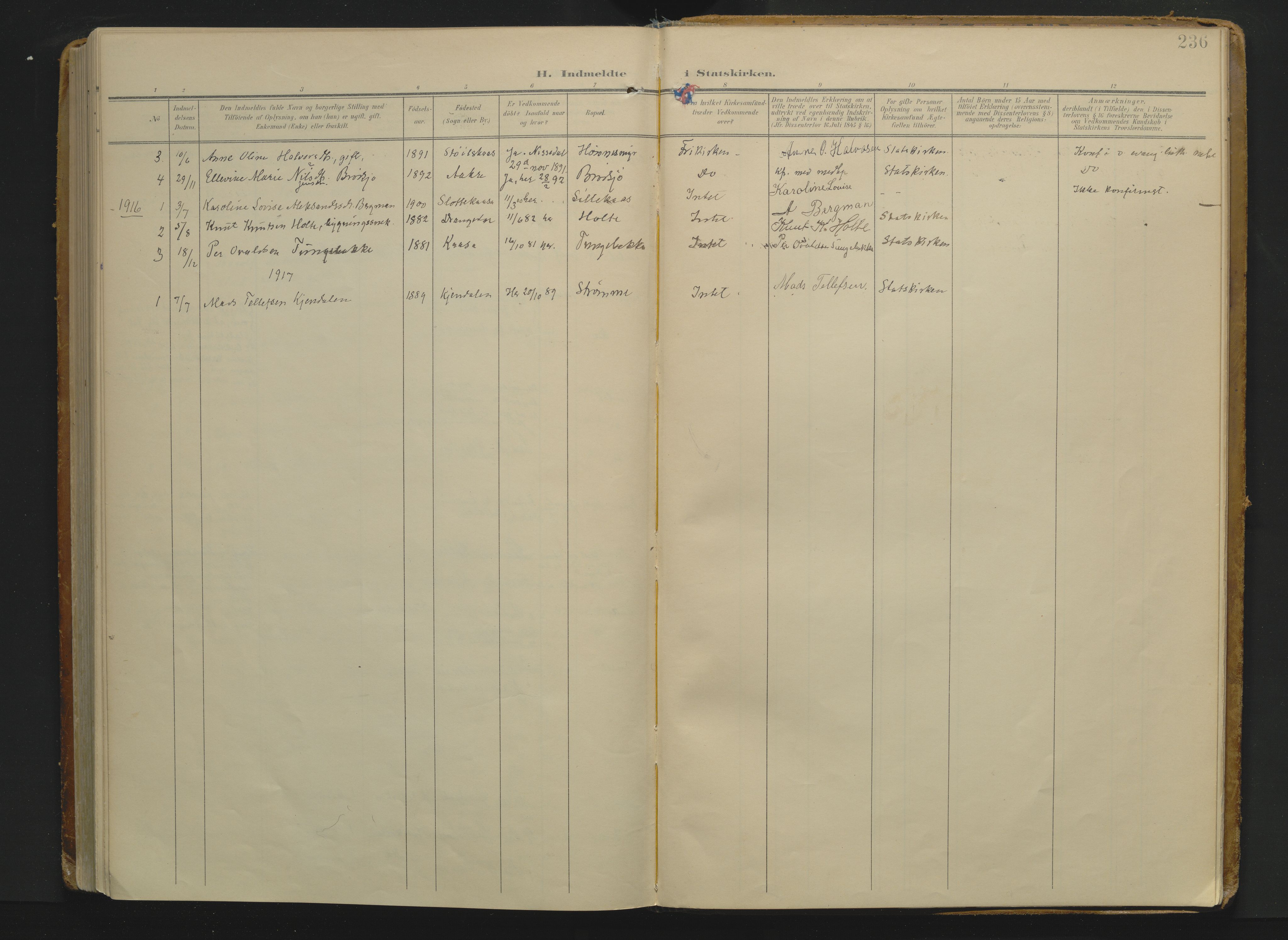 Drangedal kirkebøker, SAKO/A-258/F/Fa/L0014: Ministerialbok nr. 14, 1906-1920, s. 236
