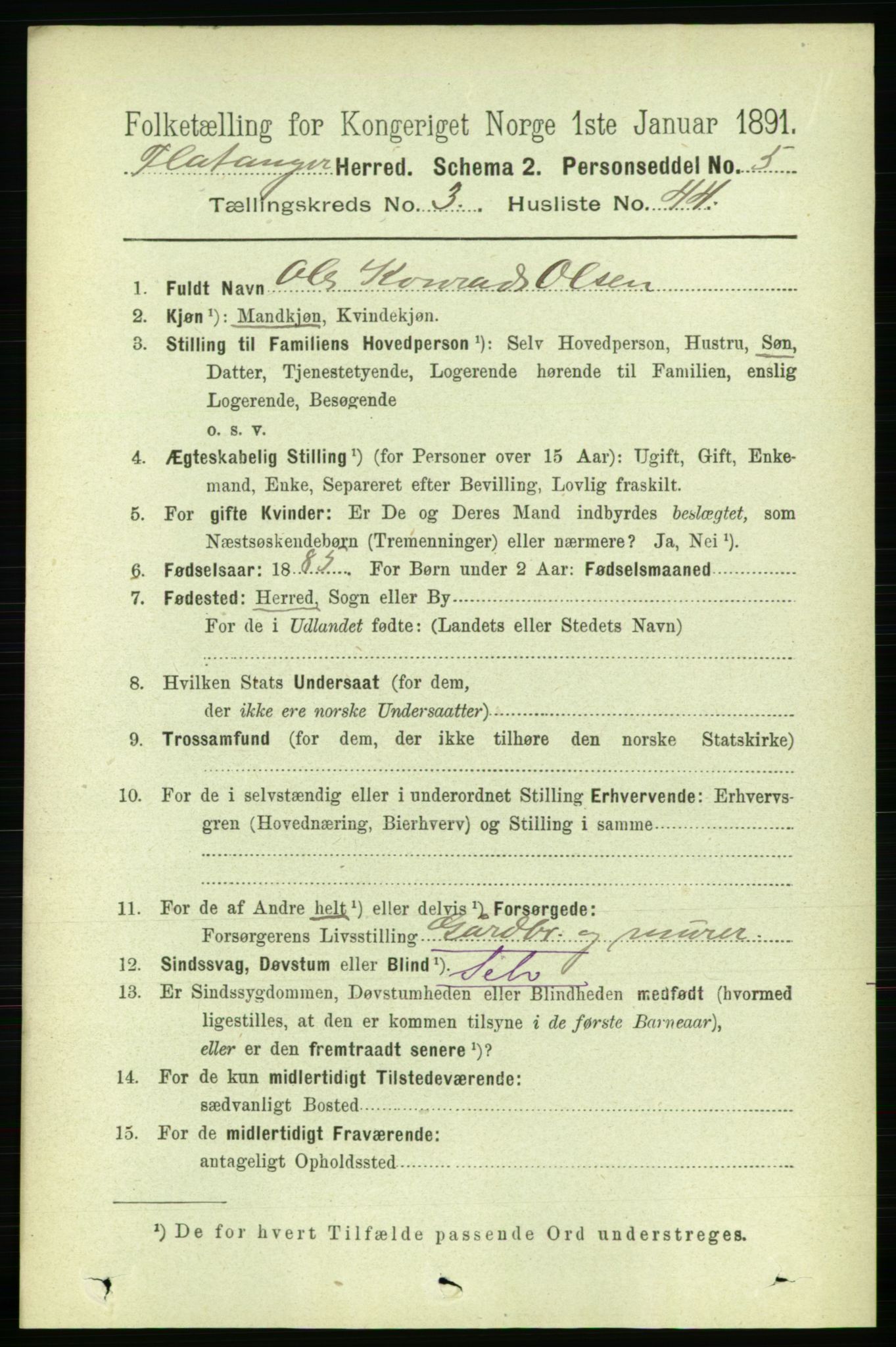 RA, Folketelling 1891 for 1749 Flatanger herred, 1891, s. 1682