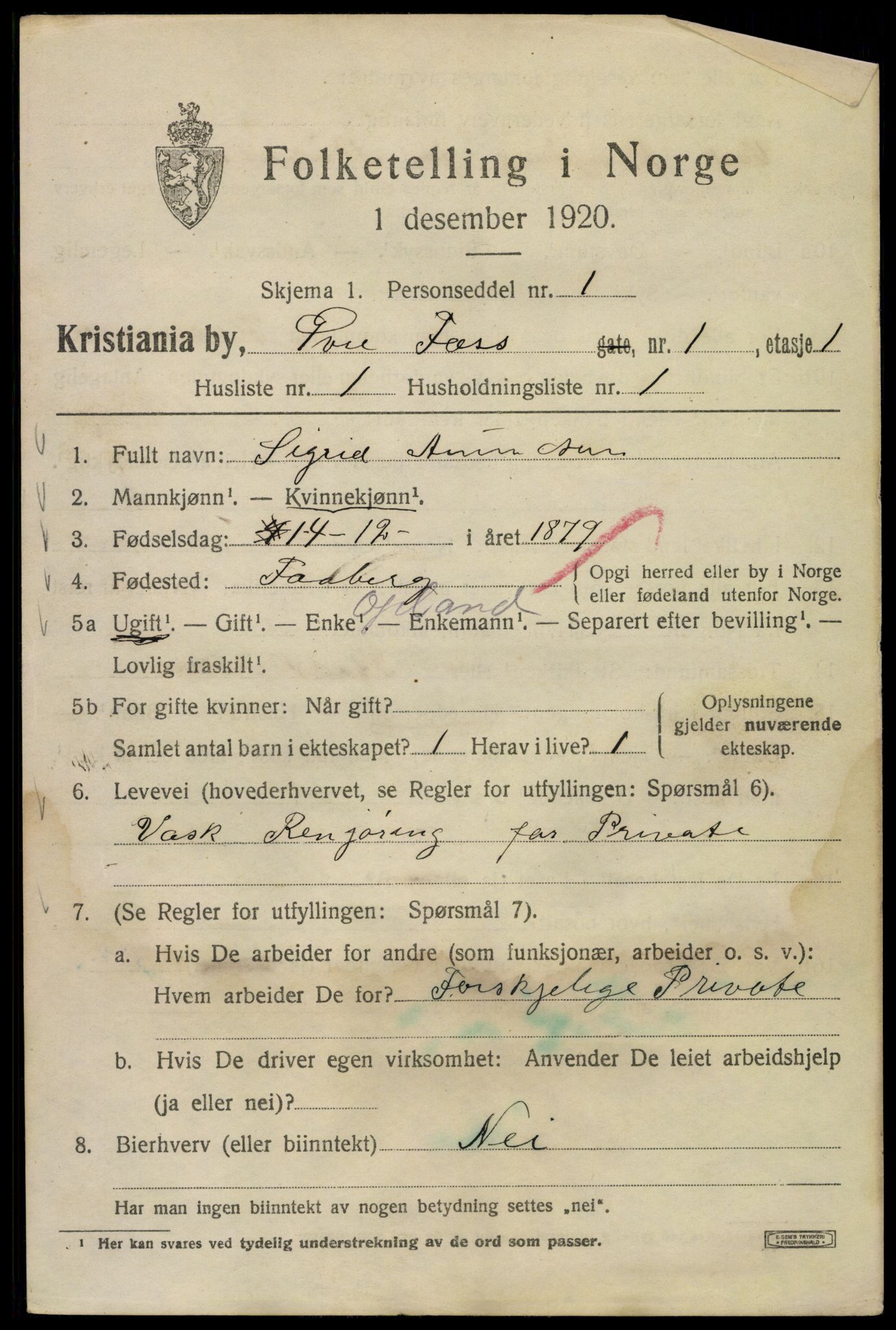 SAO, Folketelling 1920 for 0301 Kristiania kjøpstad, 1920, s. 659193