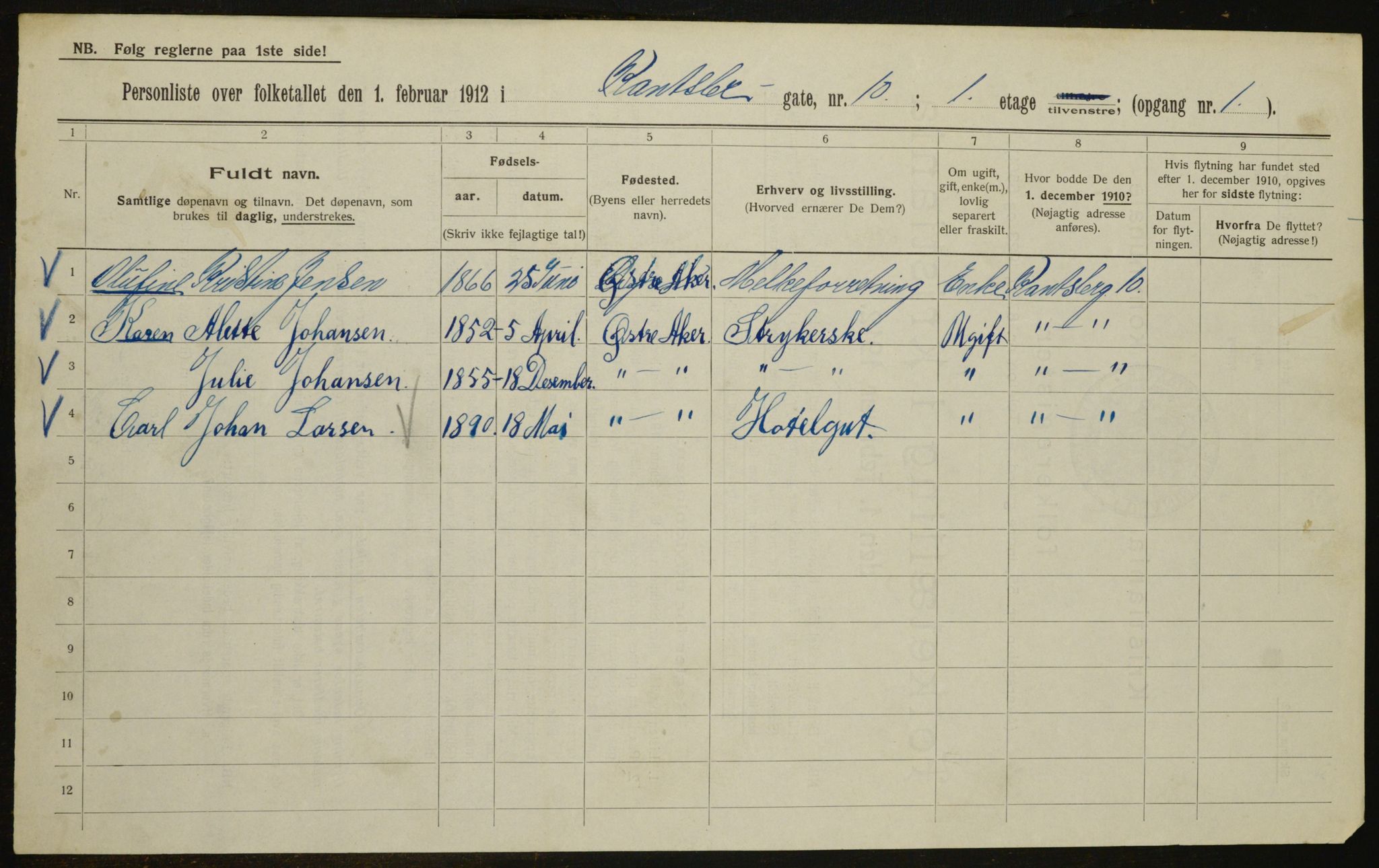 OBA, Kommunal folketelling 1.2.1912 for Kristiania, 1912, s. 48439