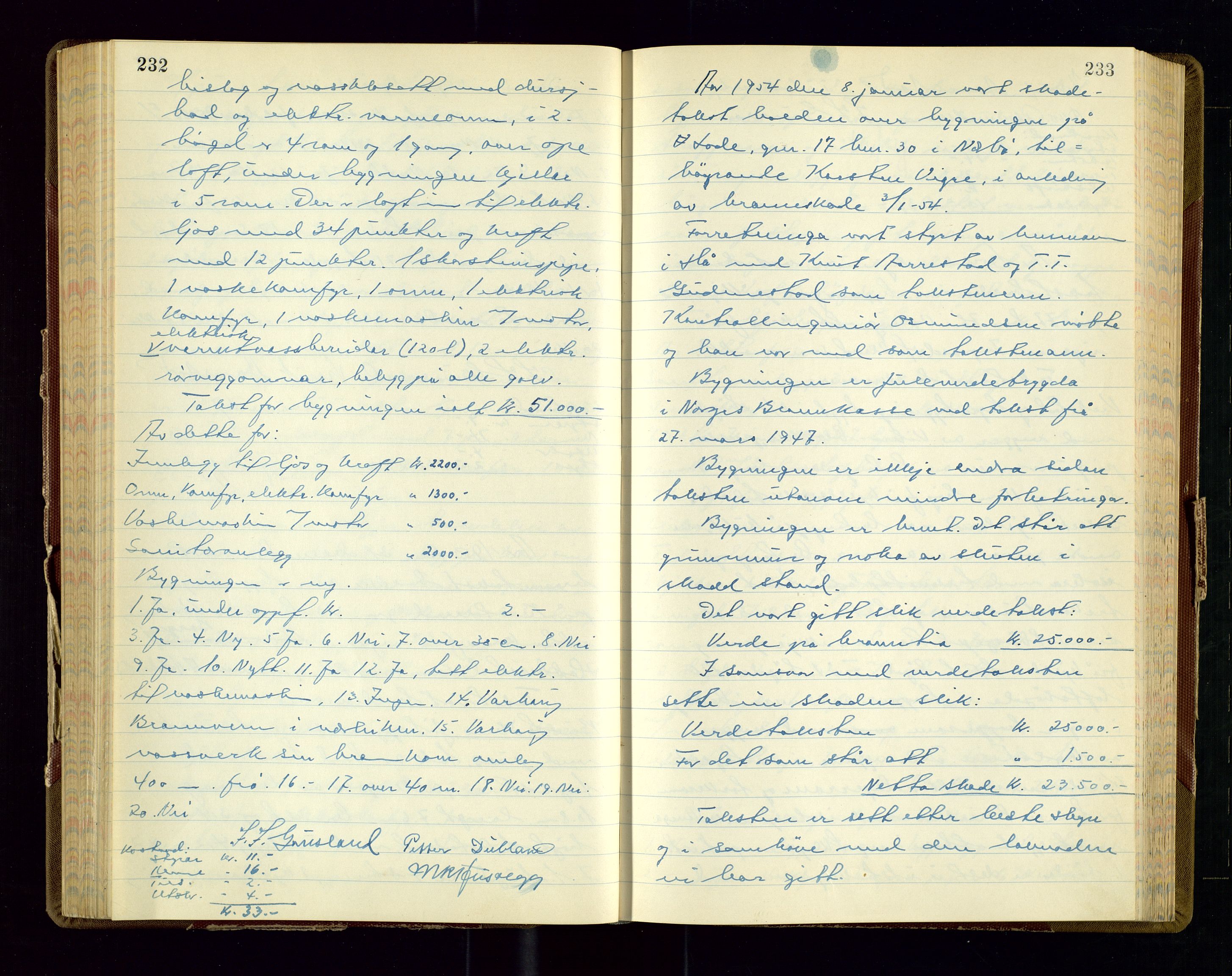 Hå lensmannskontor, AV/SAST-A-100456/Goa/L0012: Takstprotokoll, 1952-1955, s. 232-233