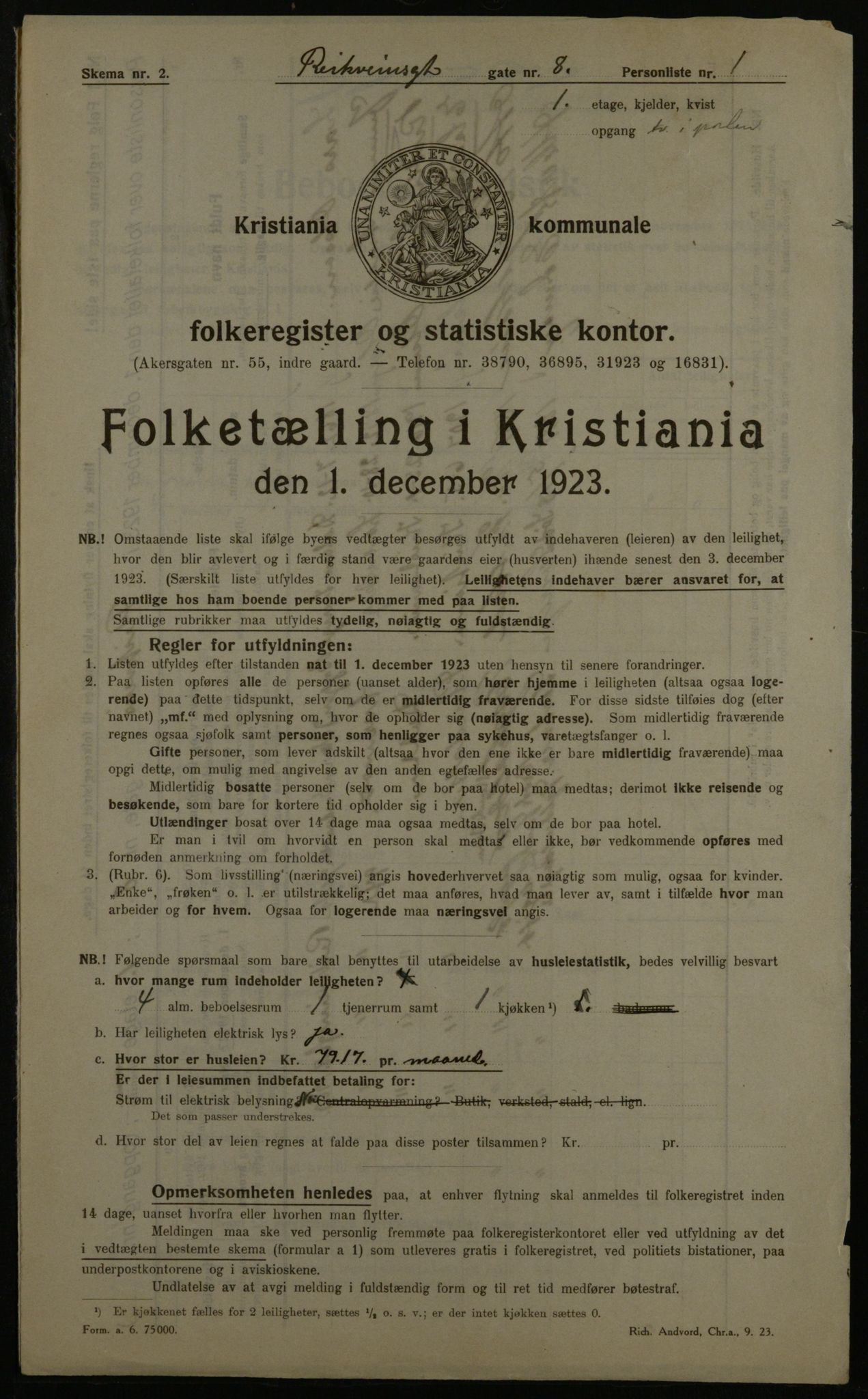 OBA, Kommunal folketelling 1.12.1923 for Kristiania, 1923, s. 91514