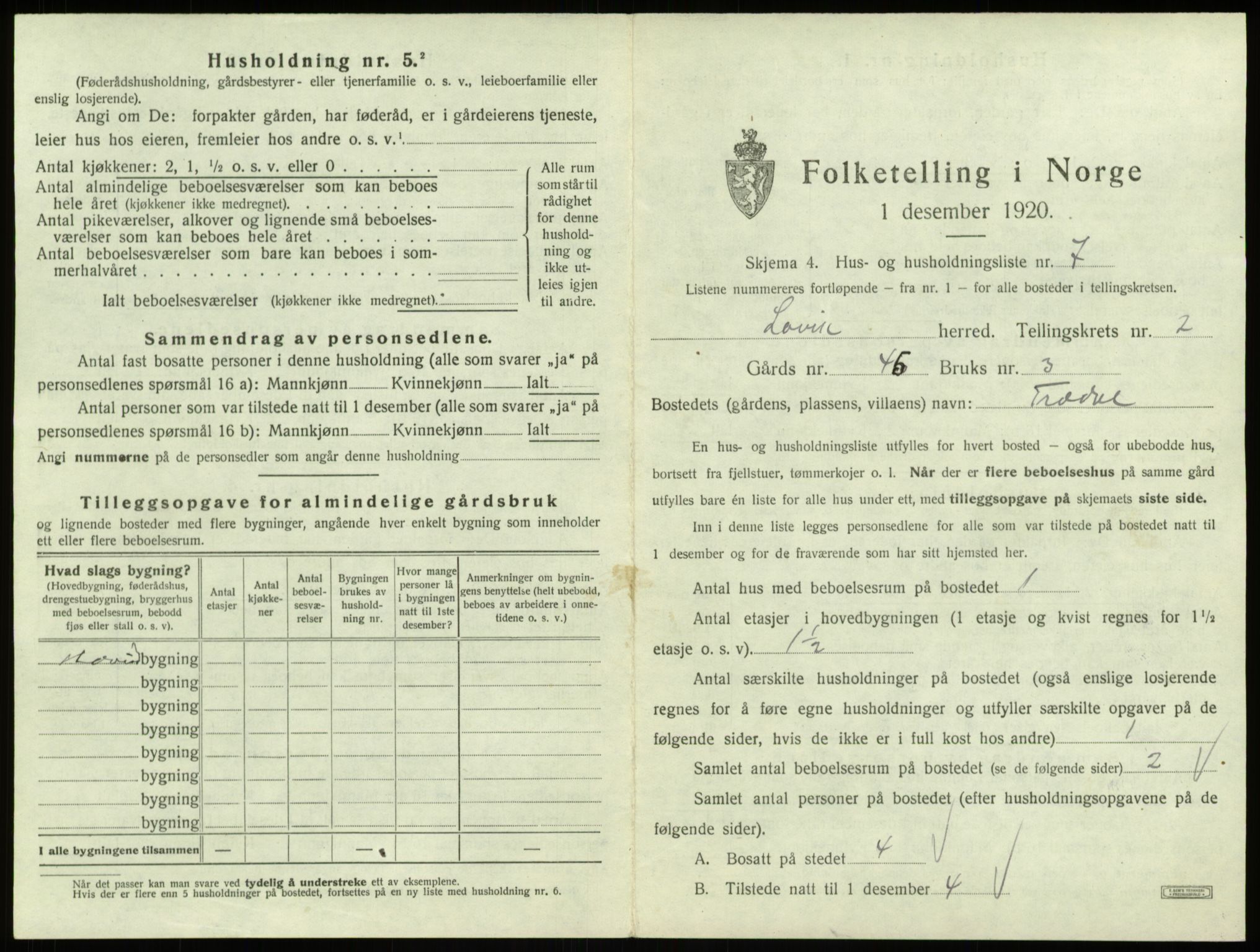 SAB, Folketelling 1920 for 1415 Lavik herred, 1920, s. 62