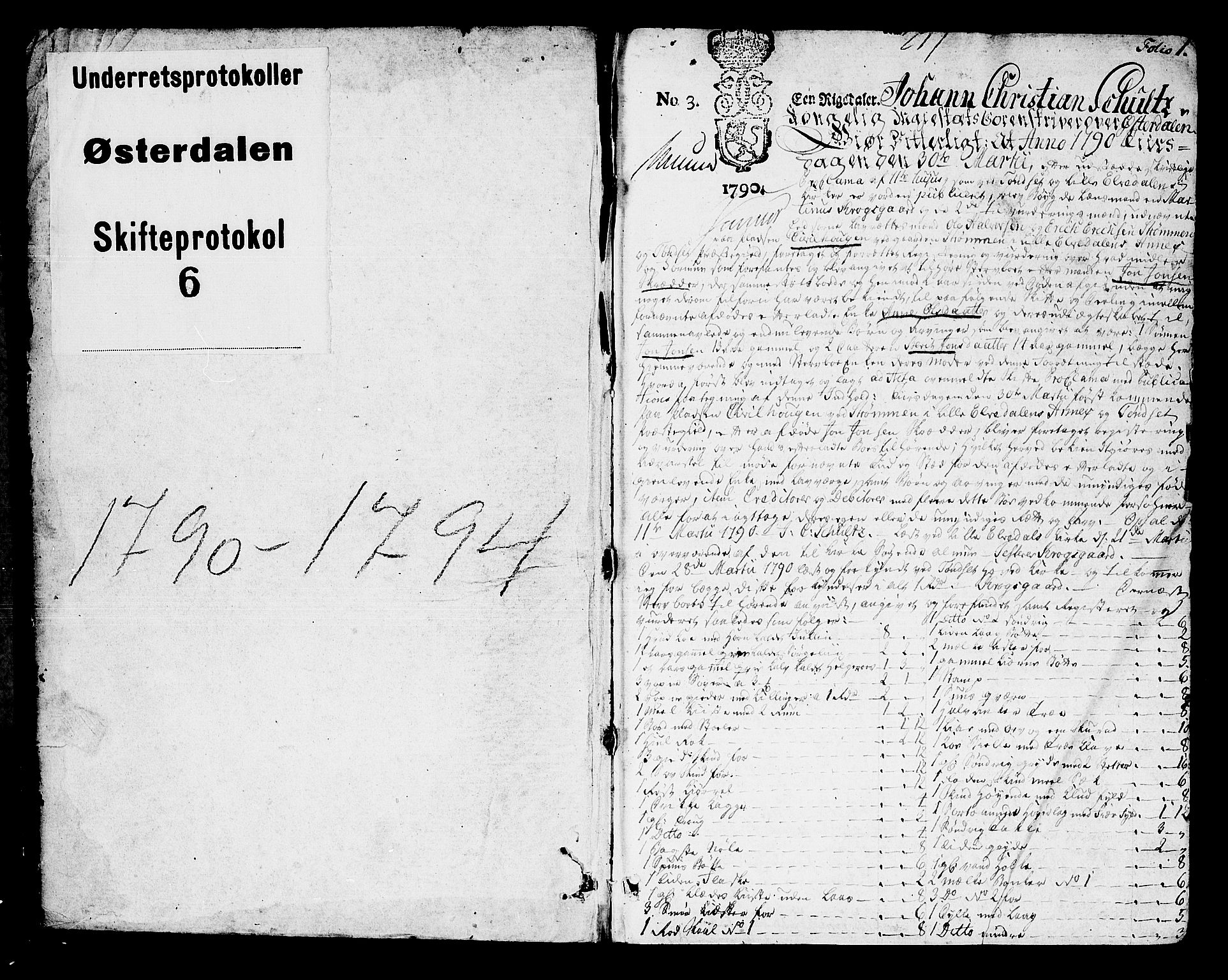 Østerdalen sorenskriveri, AV/SAH-TING-032/J/Ja/L0006: Skifteprotokoll, 1790-1794, s. 1