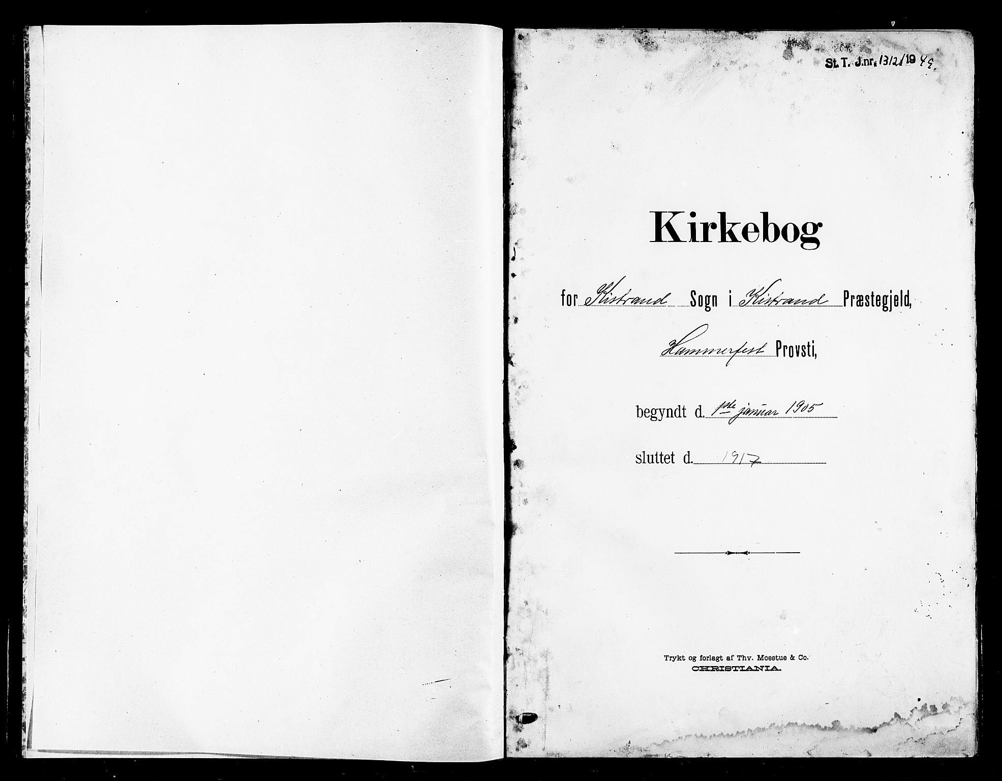 Kistrand/Porsanger sokneprestembete, SATØ/S-1351/H/Hb/L0006.klokk: Klokkerbok nr. 6, 1905-1917