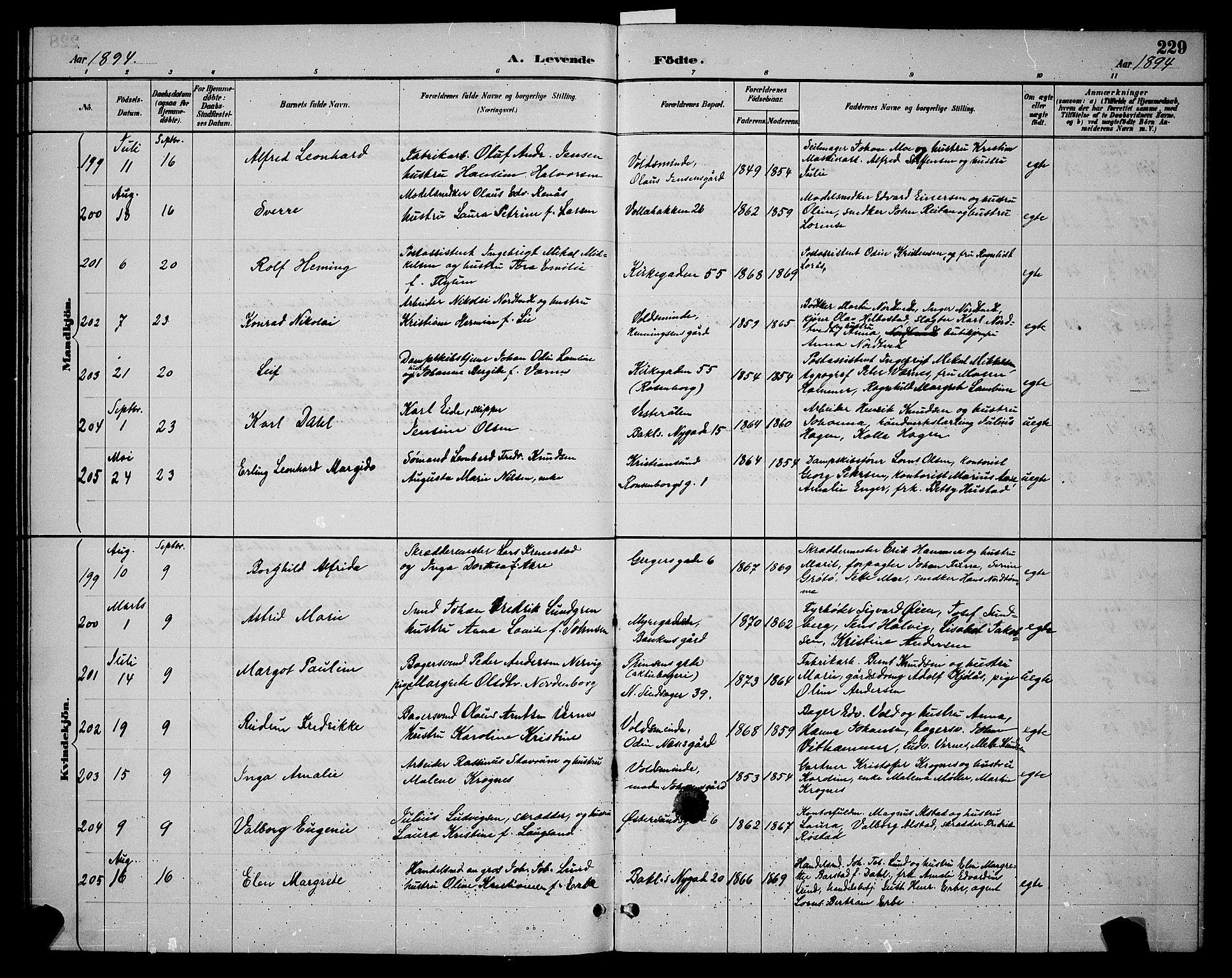 Ministerialprotokoller, klokkerbøker og fødselsregistre - Sør-Trøndelag, SAT/A-1456/604/L0222: Klokkerbok nr. 604C05, 1886-1895, s. 229