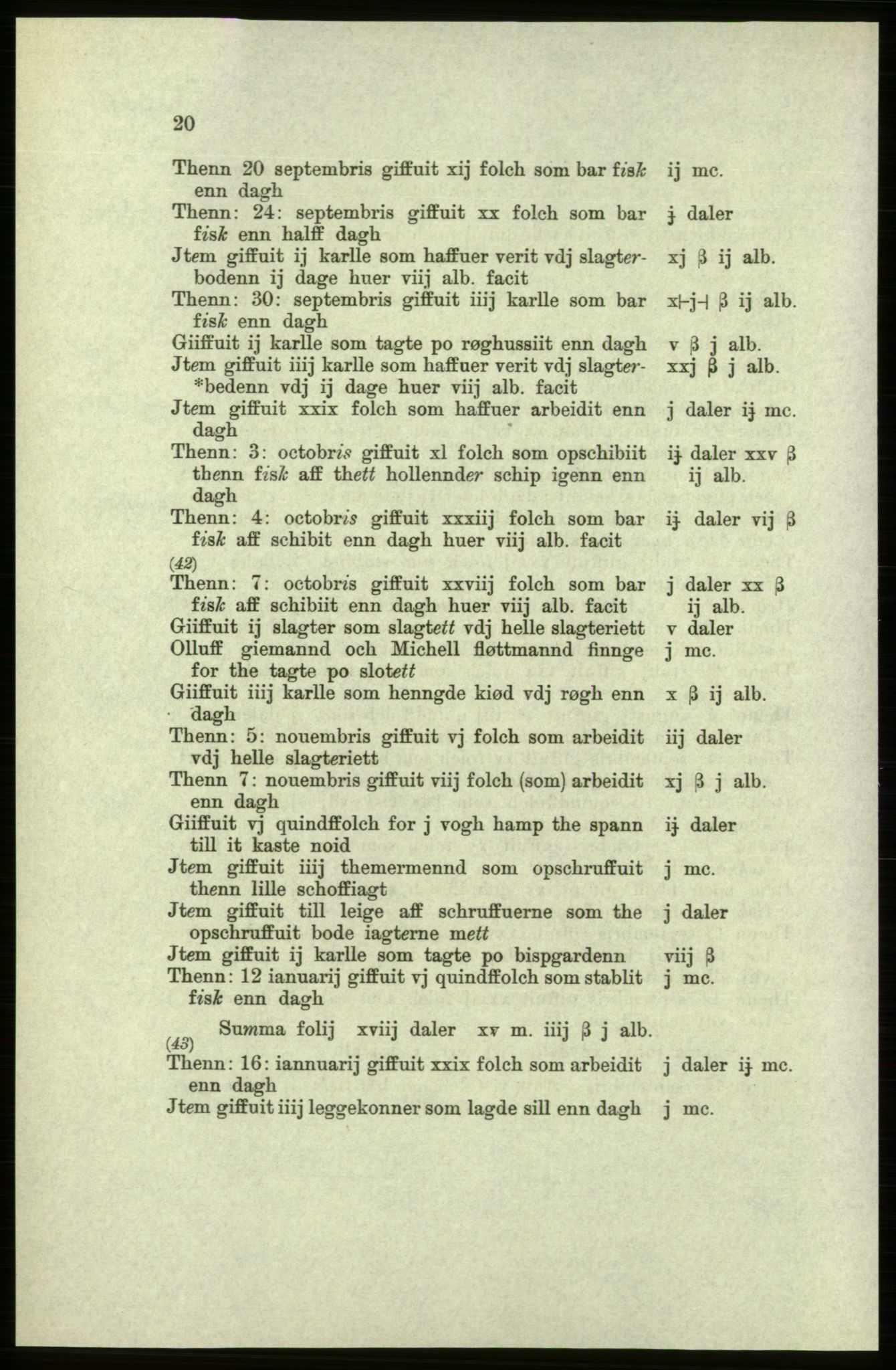 Publikasjoner utgitt av Arkivverket, PUBL/PUBL-001/C/0005: Bind 5: Rekneskap for Bergenhus len 1566-1567: B. Utgift C. Dei nordlandske lena og Finnmark D. Ekstrakt, 1566-1567, s. 20