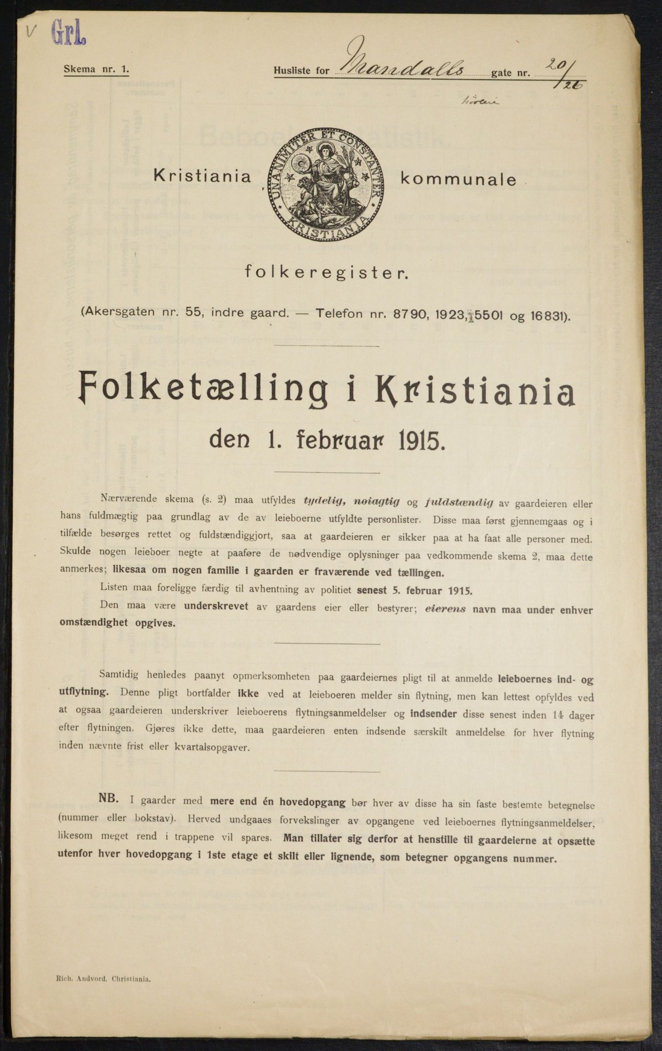 OBA, Kommunal folketelling 1.2.1915 for Kristiania, 1915, s. 59786
