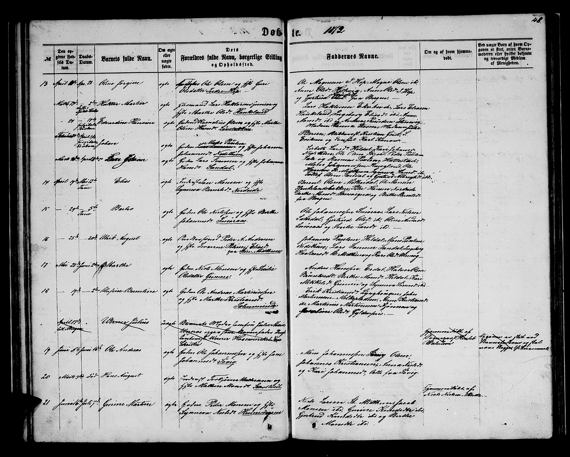 Birkeland Sokneprestembete, AV/SAB-A-74601/H/Hab: Klokkerbok nr. A 2, 1863-1876, s. 48