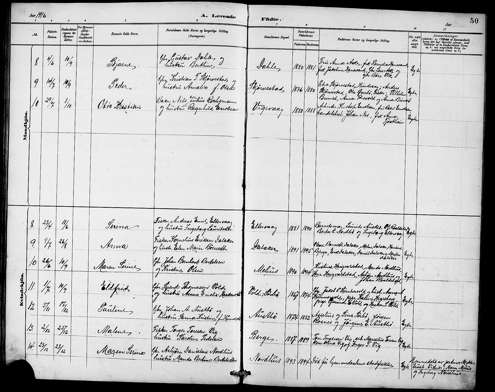 Rennesøy sokneprestkontor, AV/SAST-A -101827/H/Ha/Hab/L0010: Klokkerbok nr. B 9, 1890-1918, s. 50